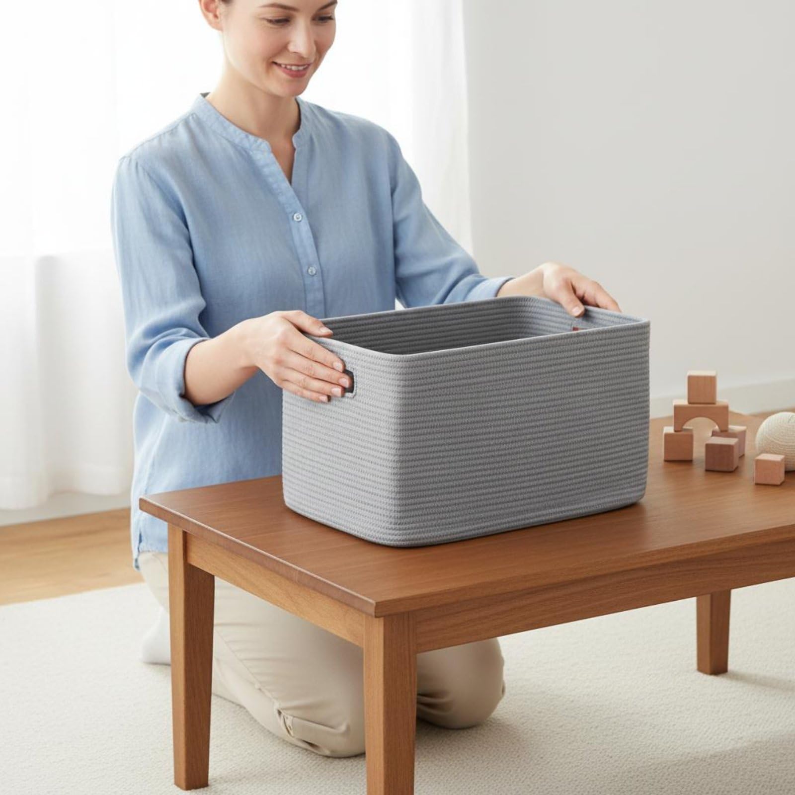 Amazon｜predolo コットンロープバスケット 天然素材 編み込み収納かご