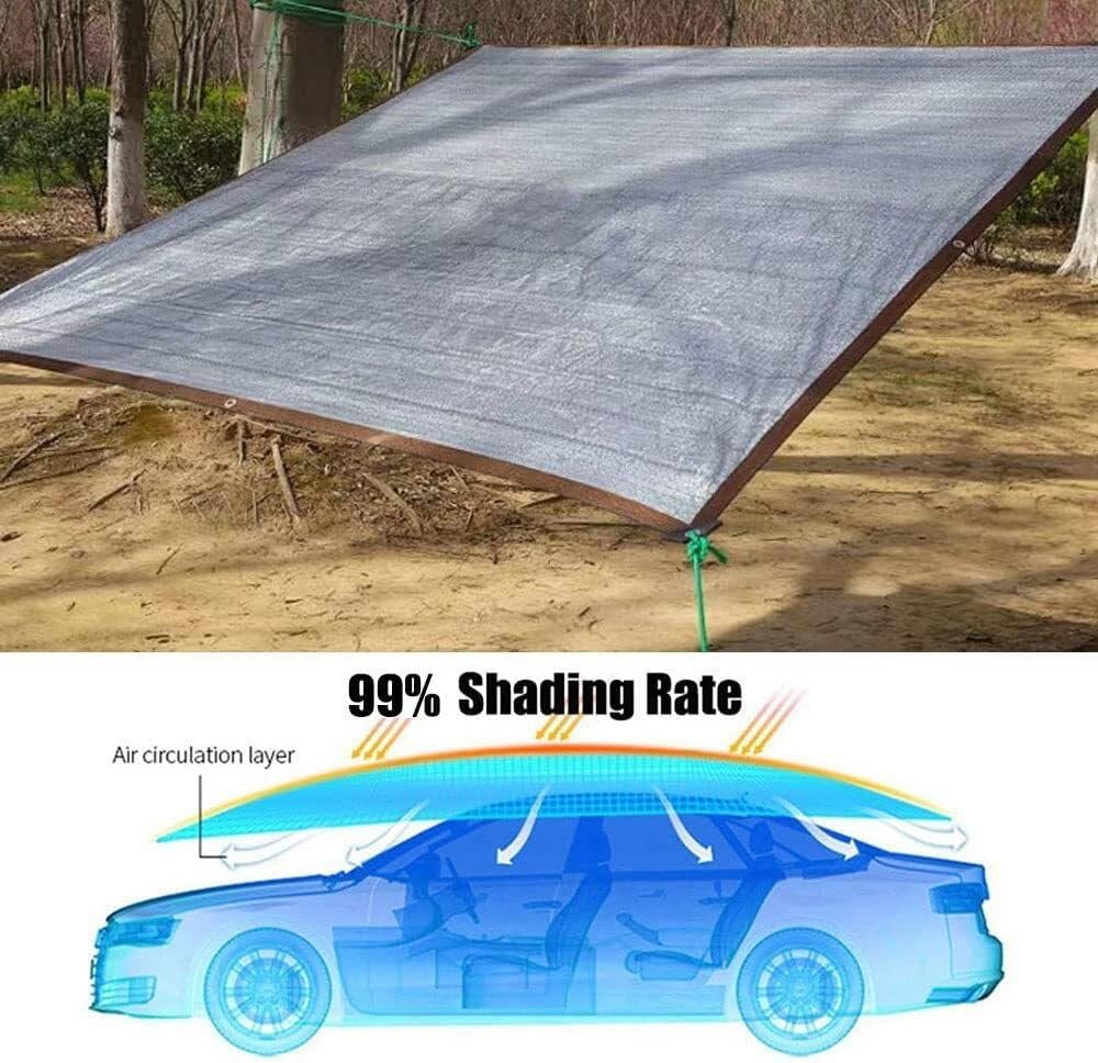 Reflective Aluminet Shade Cloth, Shade Net Sun Canopy Awning Shade Sail 99% Sunblock Shade Fabric UV Resistant for Garden Plants Kennel Car 1x4m 2x5m 4x7m 5x8m 6x10m(Size:4mx7m(13.1ftx23ft))