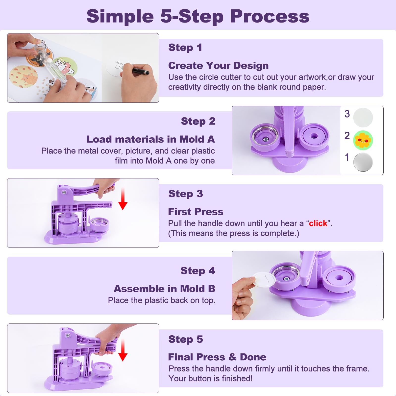 Happizza Button Maker Machine - Create Custom Buttons! -5