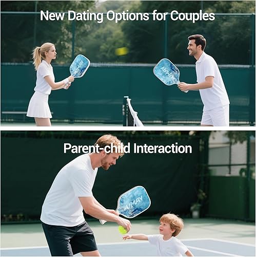 Miniatura 8 de UMAY Juego de 2 palas de pickleball para fitness, raquetas de fibra de vidrio aprobadas por USAPA con 6 bolas de pickleball para interiores y