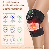 Vista 3 de YUANBO Masajeador térmico de rodilla con 6 temporizadores, almohadilla térmica inalámbrica 3 en 1 para aliviar el dolor de rodilla, codo, hombro
