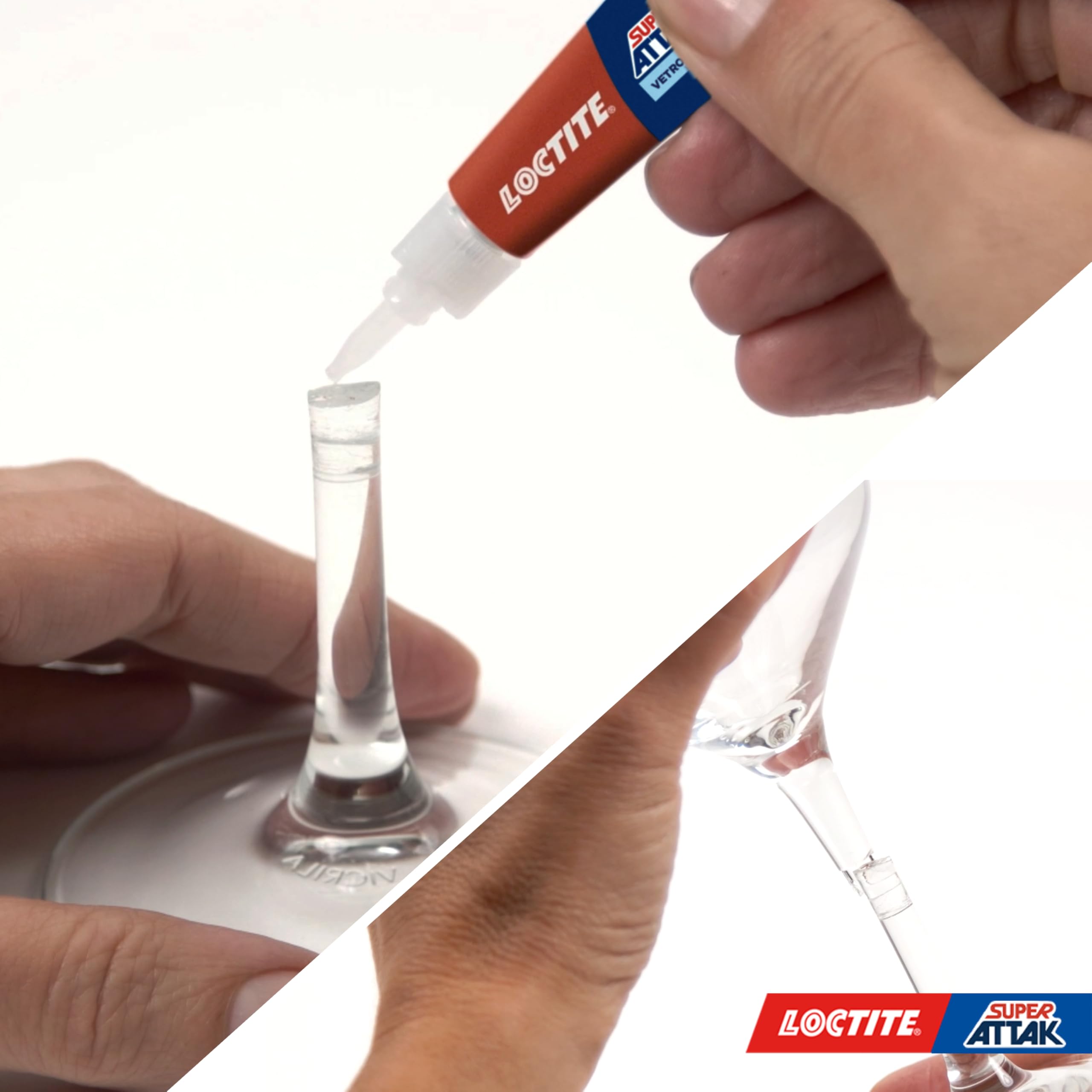 Loctite Super Attak Vetro, Colla per vetro di alta qualità, Adesivo istantaneo per vetro, Colla trasparente facile da usare, durevole e riutilizzabile, 1 x 3g