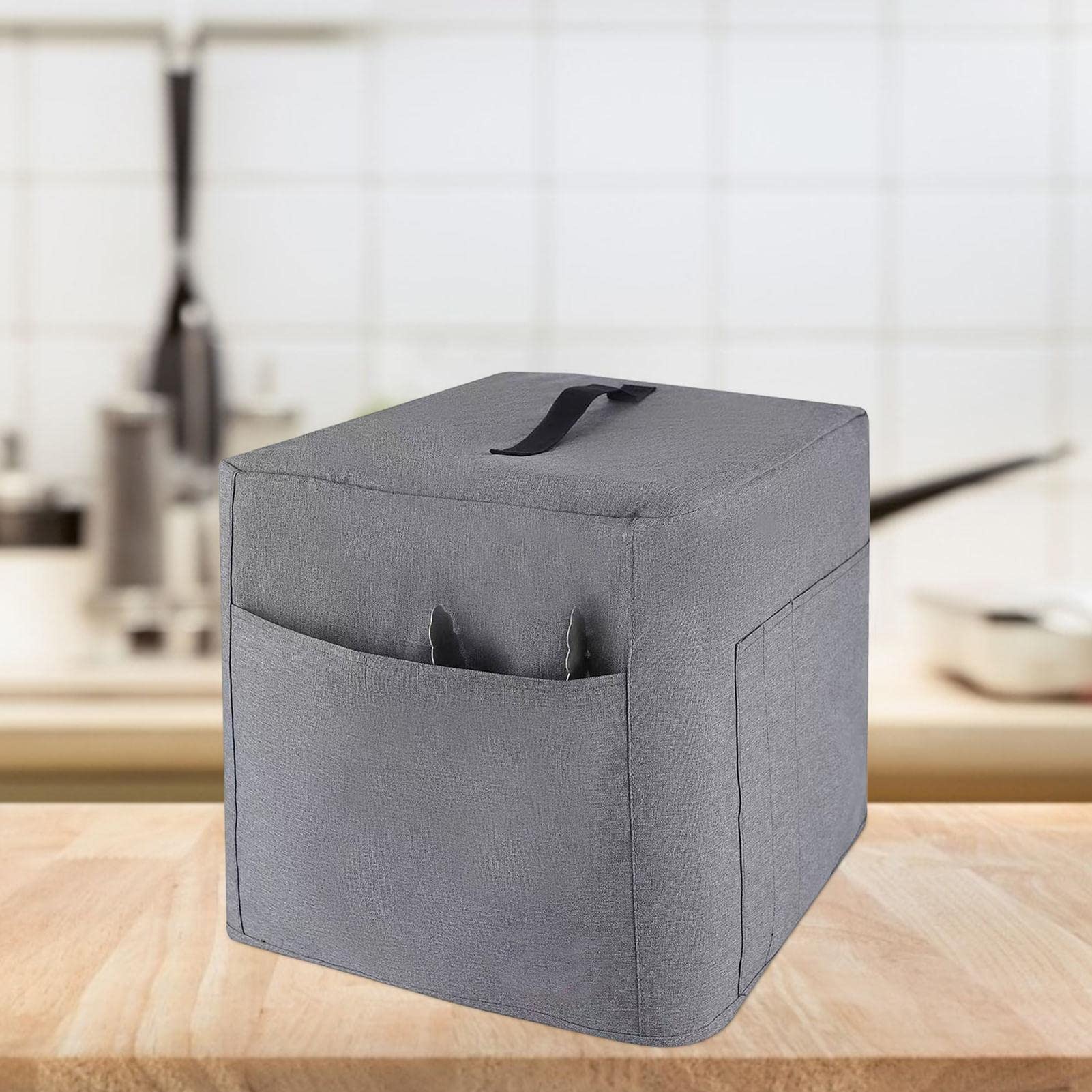Housse de protection pour autocuiseur rond, Sac de protection pour friteuse à air avec poches Accessoires électriques de cuisine Convient aux appareils ménagers Friteuse à air(gris