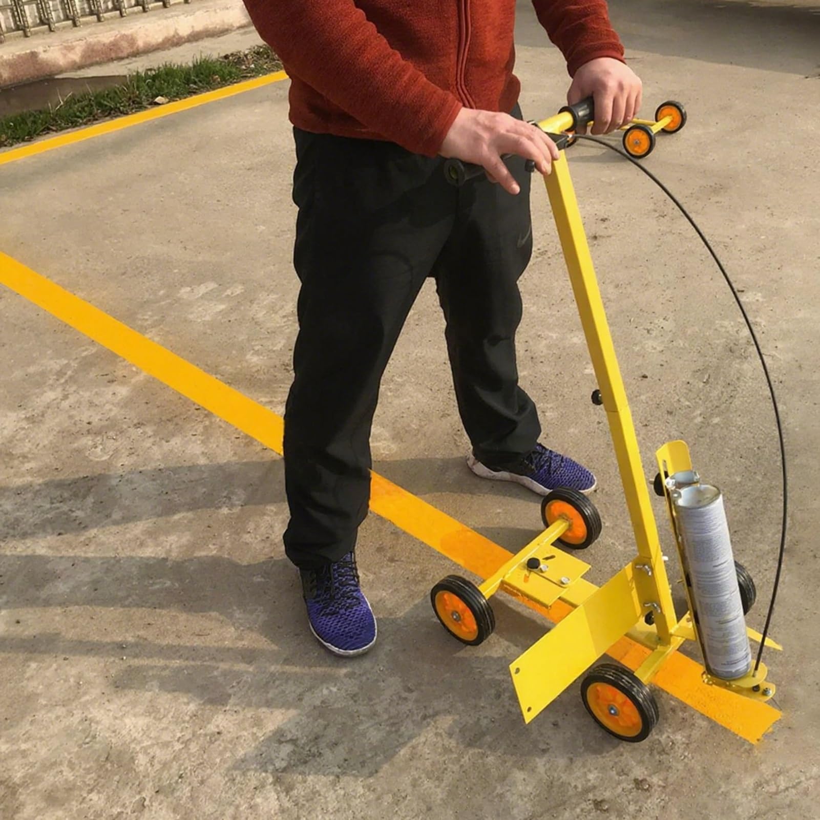 GTHTUHFD Line Marker Machine, Walk-Behind Parking Lot Striping Machine Inverted Spray Paint Adjustable Width 2-5.9 Inches