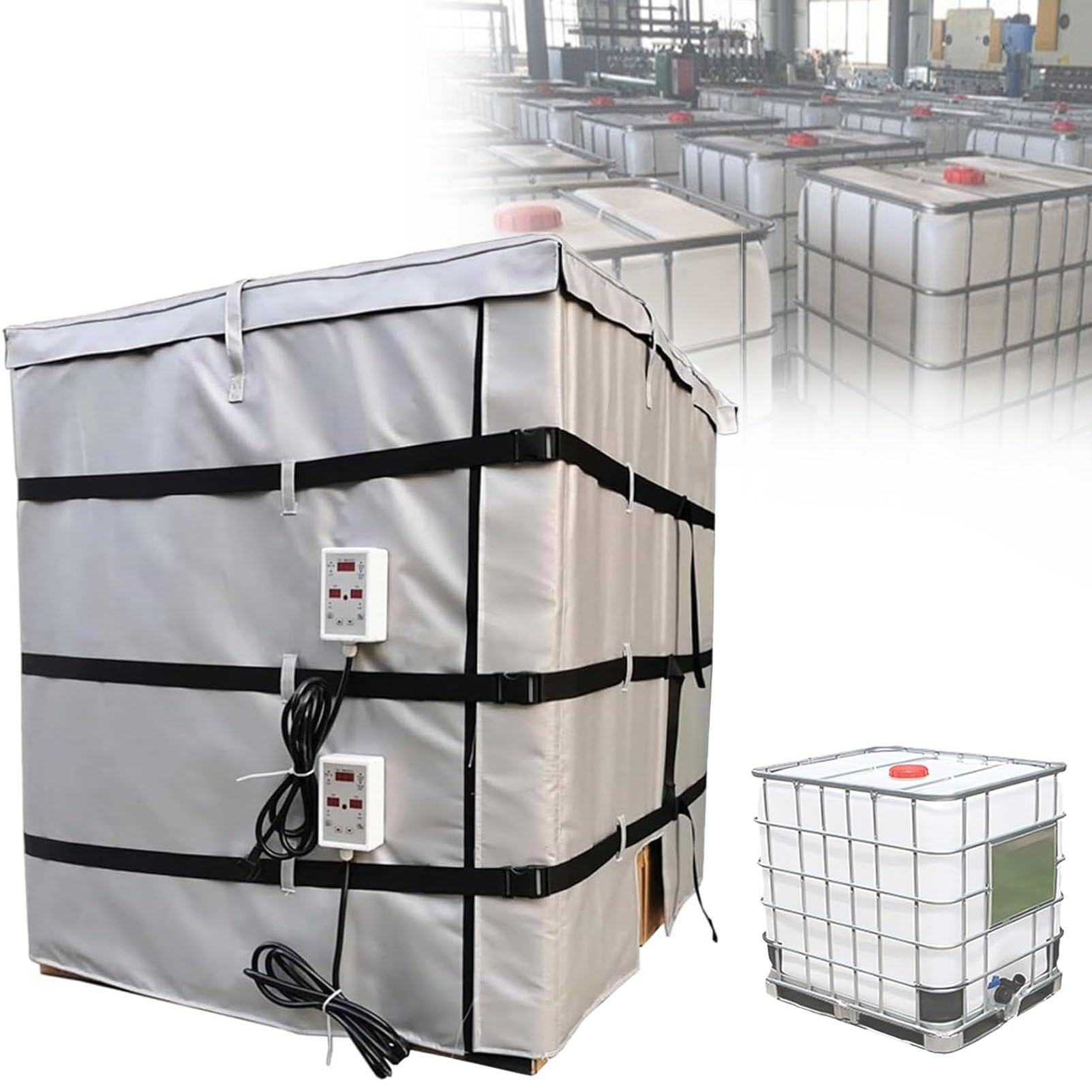 MRVAKDYDI Oil Barrel Heating Blanket, 4000W IBC Drum Heating Blanket, Heat Tape For 275 & 55 Gallon Drums, Black, Grey(Grey)
