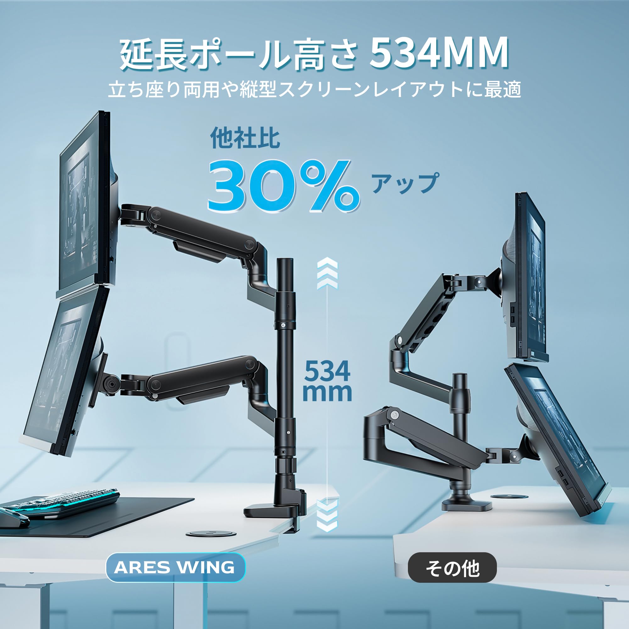 新品☆ARES WING モニターアーム デュアル 17~49インチ 耐20kg Amazon.co.jp: ARES WING モニターアーム デュアル 17-49インチ 耐荷重
