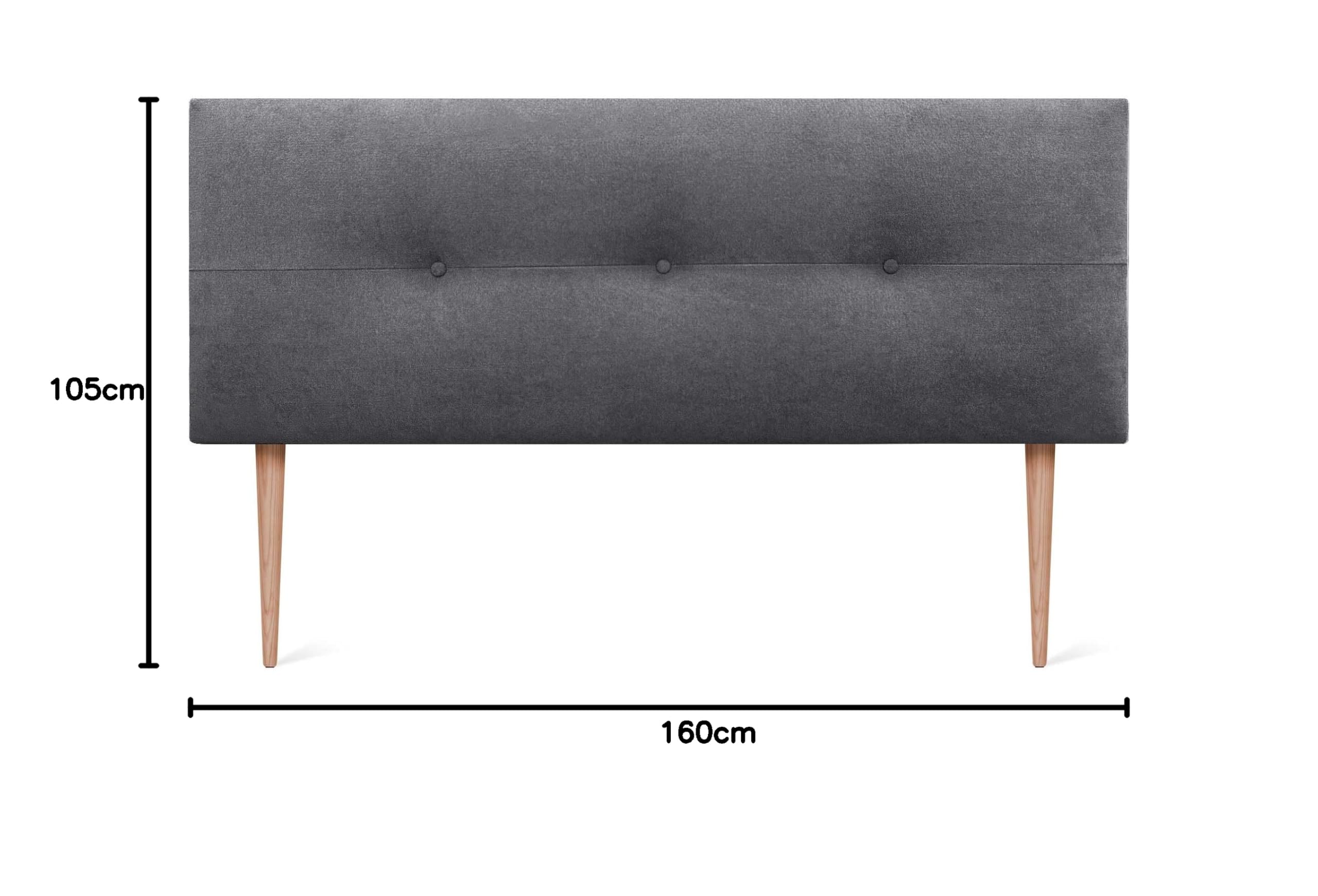 DHOME Tête de lit en Similicuir ou en Tissu AQUALINE Pro Haute qualité d'ameublement Gamme DE Couleurs Nouvelles Tête de lit Deluxe (Tissu Gris Cendré, 160x105cm avec Pieds (Lits 150/160))