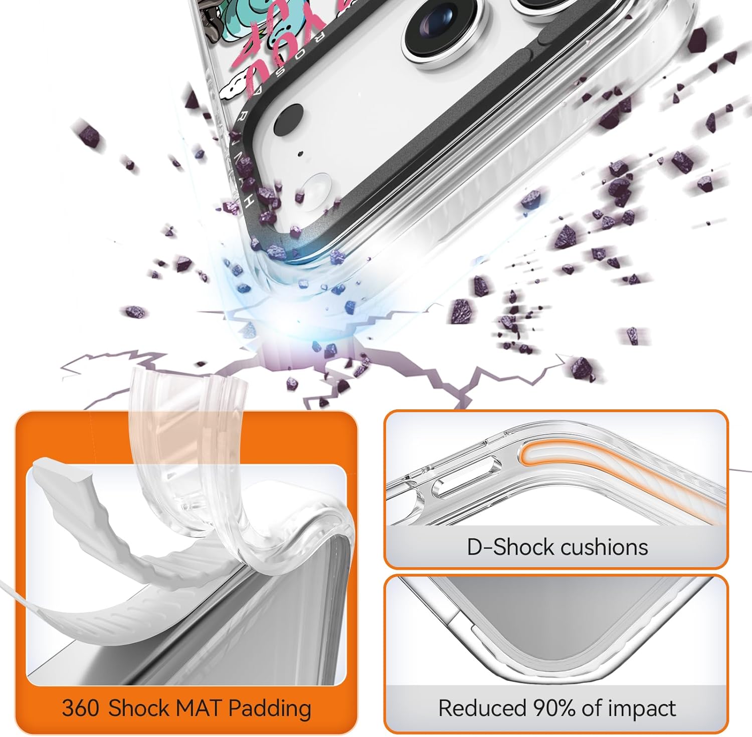 for iPhone 17 Pro Max Case Cute - Durable Shockproof 6.6 ft Drop Impact Phone Case - Funny Kitty Cat Design (6.9") Clear - Image 3