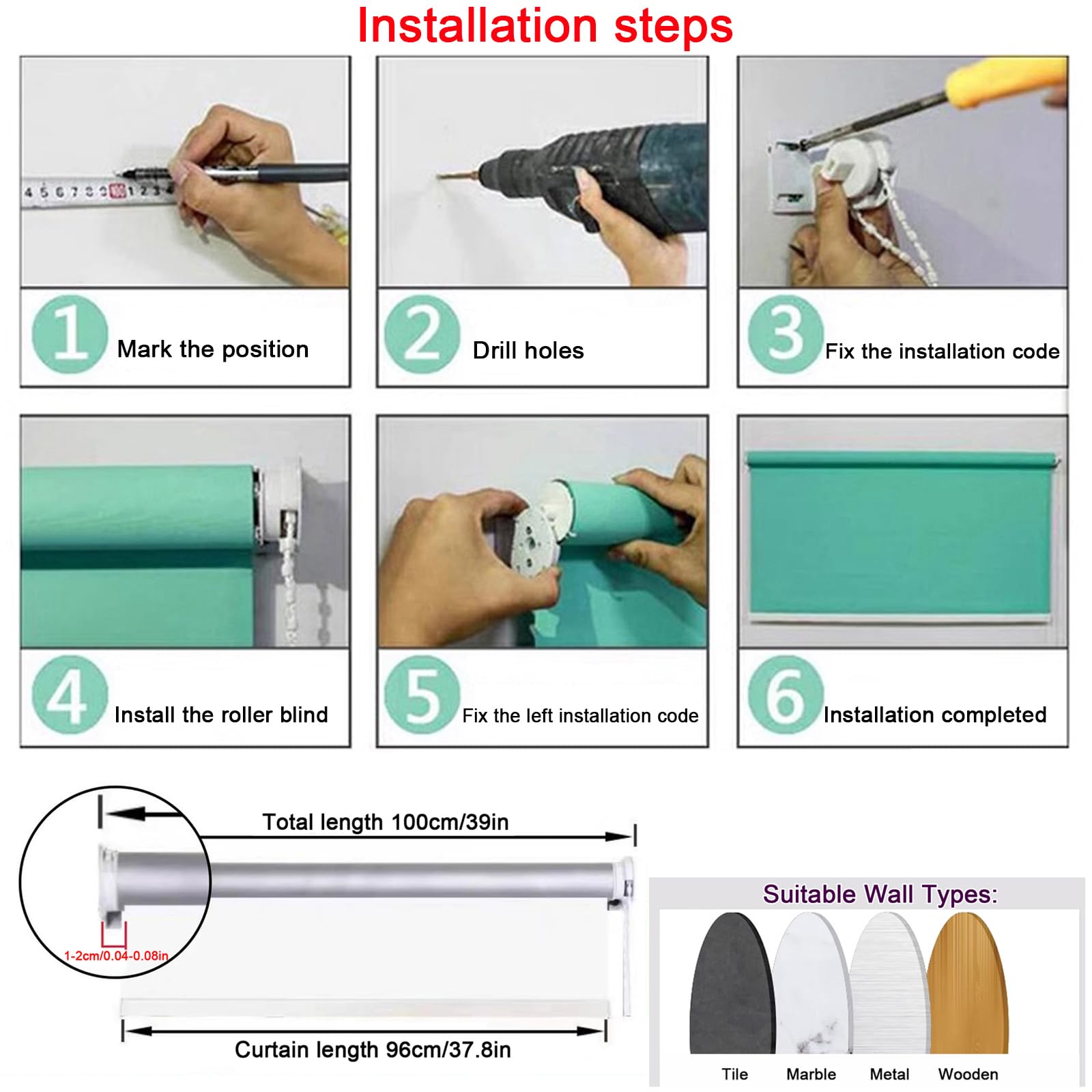 Estor Enrollable Impermeables de Plastico PVC,para Exteriores Protección UV (W105xH130cm)