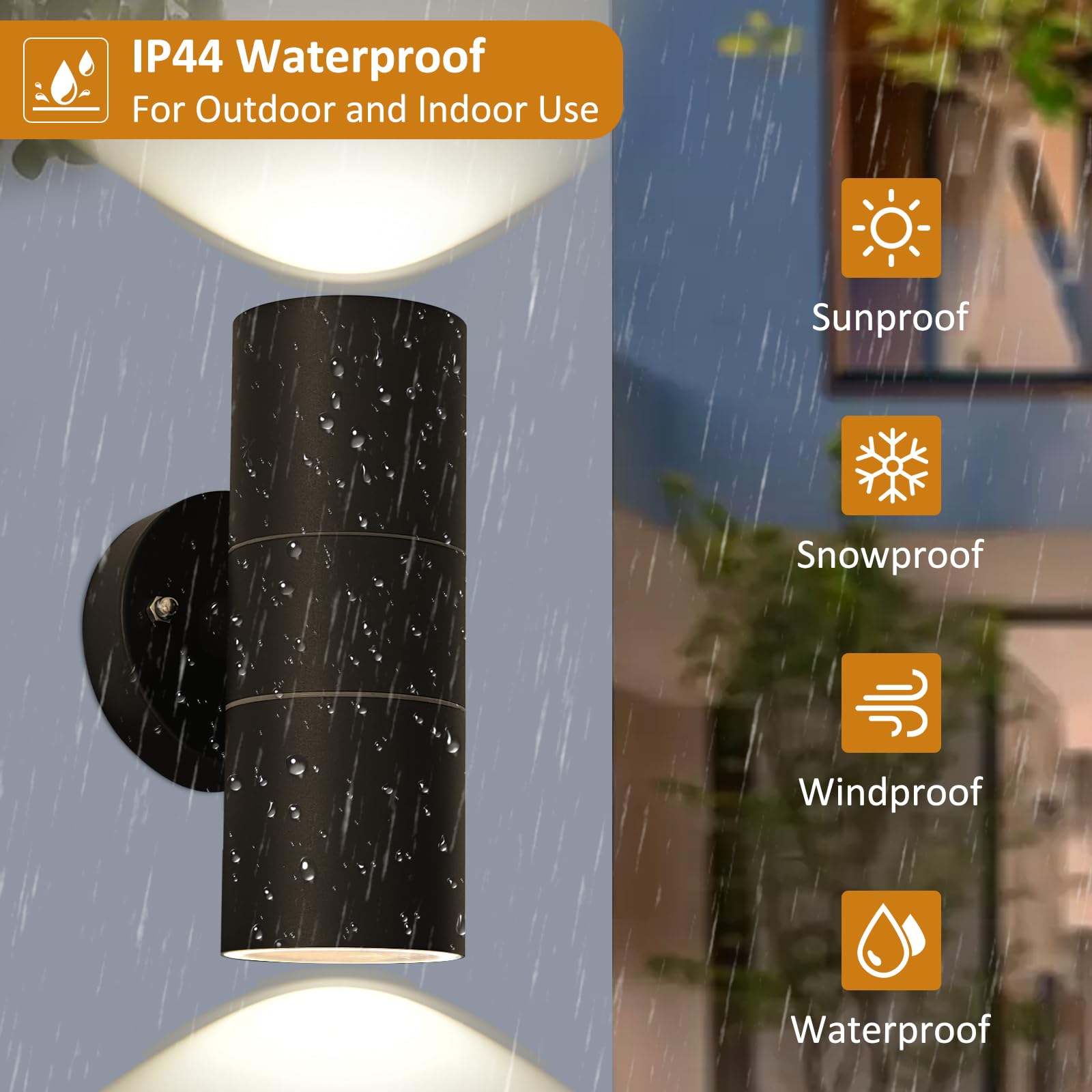 Mizlay Outdoor Wall Lights IP44,Up Down Lights 2X 5W GU10 Bulb Included,Outside Security Lights Mains Powered - Image 3