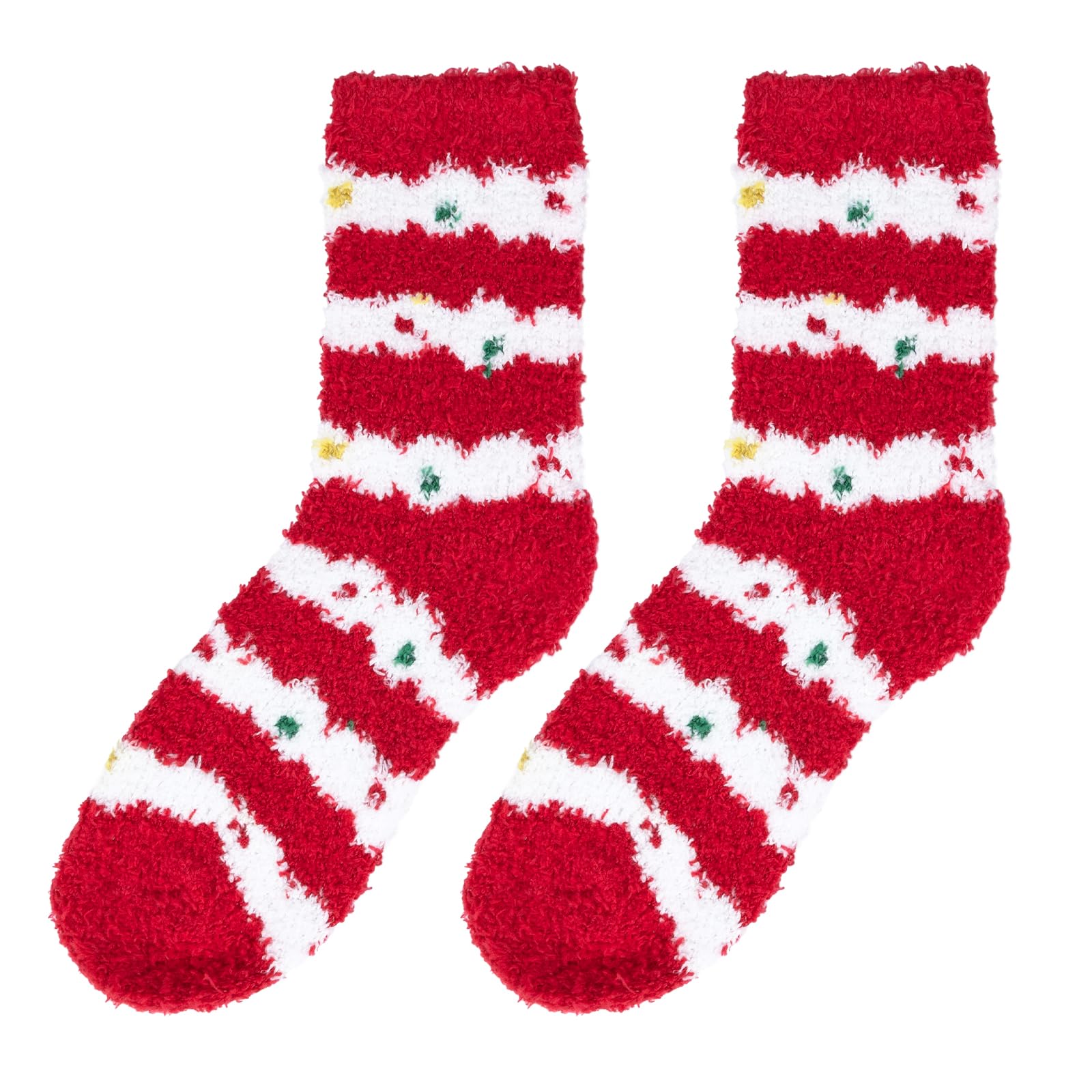 Fachoi Unisex Stripes Christmas Fluffy Socks, Xmas Fuzzy Socks Warm Cosy Bed Slipper Socks Winter Thermal Sleeping Xmas Plush Sock For Women And Girls Christmas Party Winter Gifts F4-Sdw (Stripes)