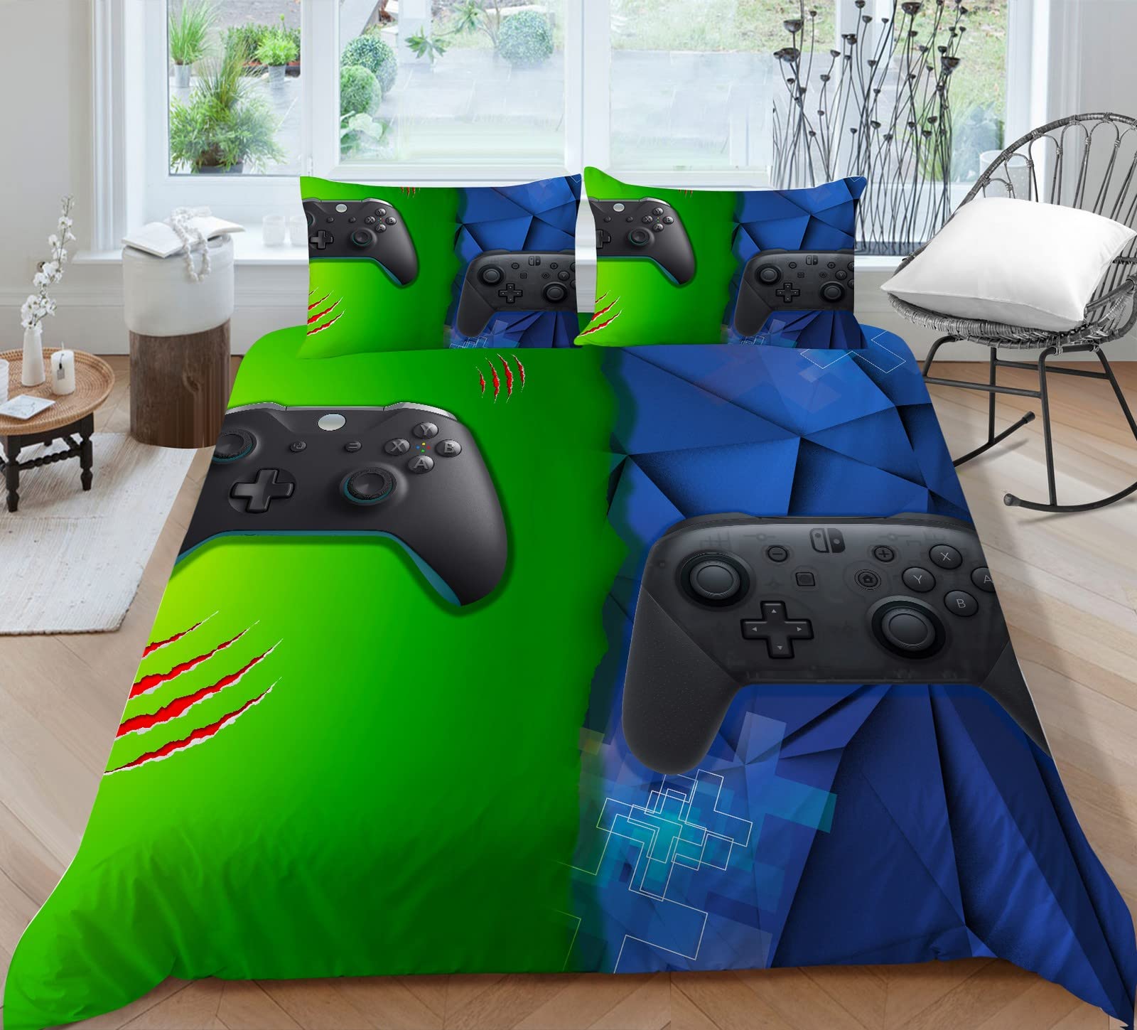 Juego De Funda Nórdica para Niños, 3 Piezas, Juego De Funda Nórdica Ultra Suave 260X240 Cm Mando Electronico, Juego De Ropa De Cama con Funda De Almohada para Adolescentes, Niños Y Niñas