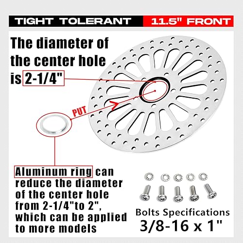 Miniatura 3 de Rotor de freno trasero de 11.5 pulgadas para Harley Davidson Touring Sportster Dyna y Early Super Glide Softail gran rendimiento superior disipación