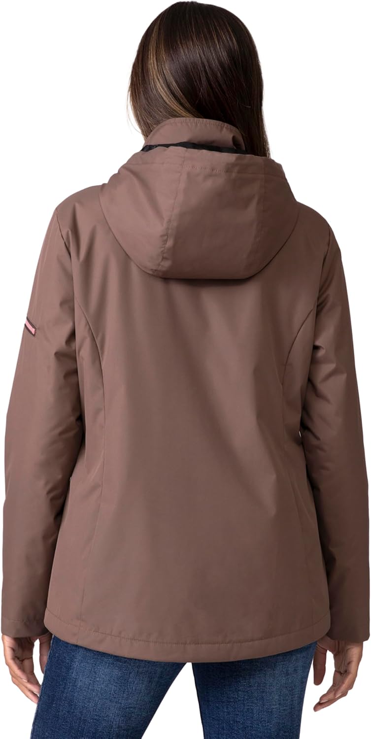 Free Country Women's 3 in 1 Ski Winter Jacket Water & Wind Resistant Warm Insulated Lined Hooded Coat for Hiking Ski-BOB