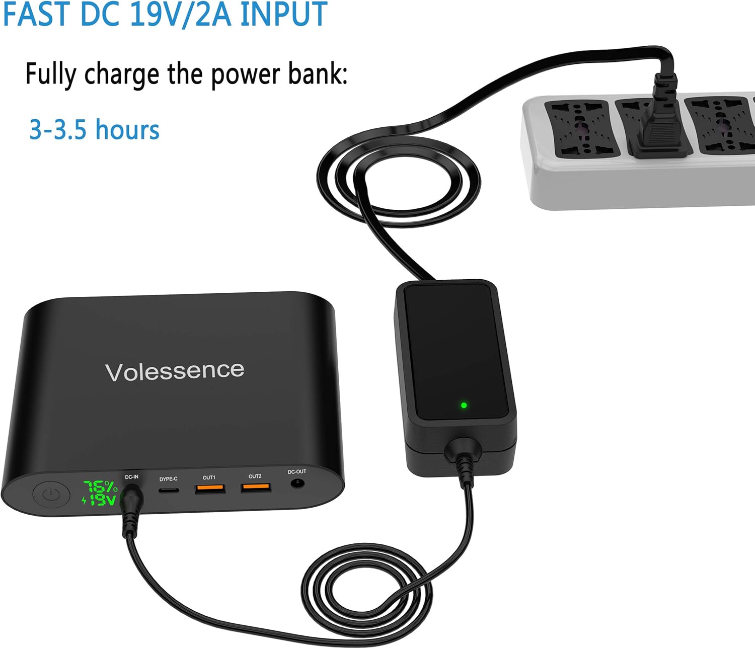 Portable Laptop Charger 12V/19V/19.5V/20V (TSA-Approved) 92.5Wh/25000mAh Universal Power Bank External Battery Backup for Laptop, Smartphone, Camera and More