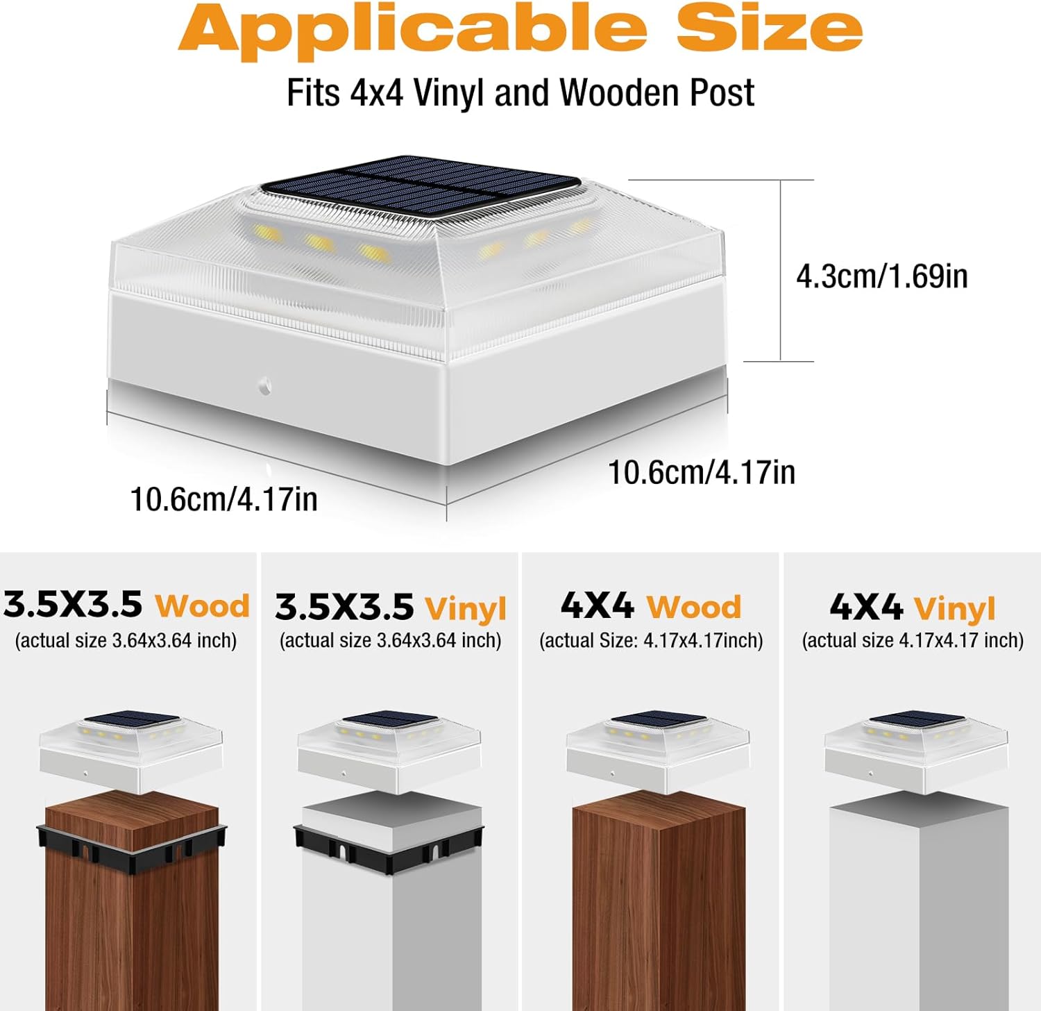 vighep 4x4 Solar Post Cap Lights Outdoor 12 Pack, 3 Color Modes/Dusk to Dawn/IP65 Waterproof, Fits 4x4 Vinyl/PVC Wood Posts Top, White LED Fence Topper Light for Deck, Backyard