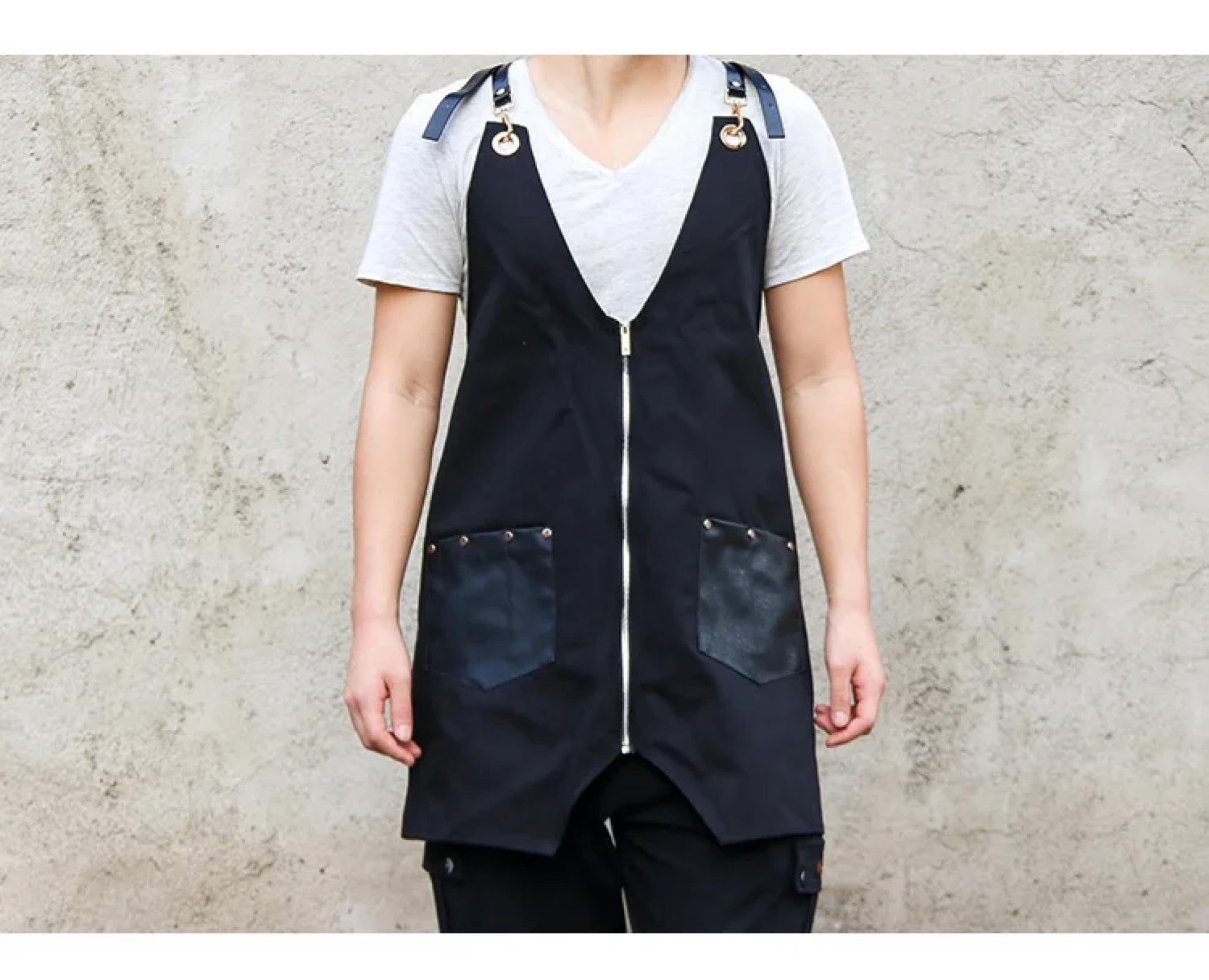 Grembiule Cucina Apron Accessori da Cucina Durevoli Pocket Cafe Pulizia Baking Work per Barista Parrucchiere Canvas Overol Grembiule Zipper