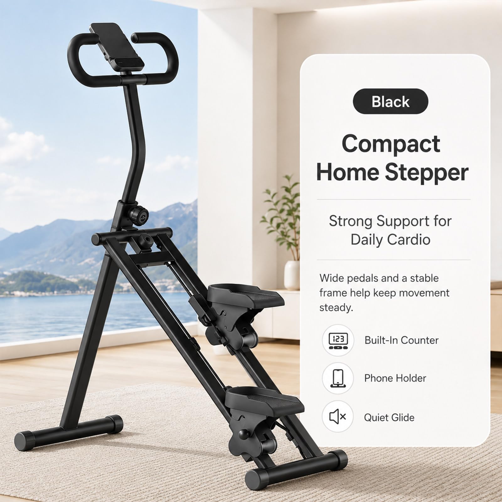 Macchina per esercizi in casa, stepper pieghevole per scale Black