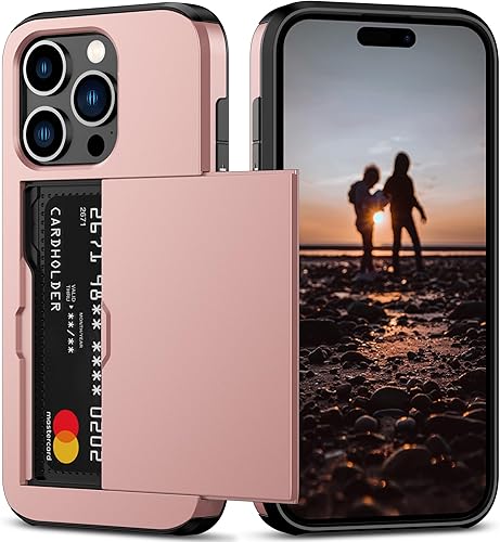 Miniatura 1 de Nvollnoe Funda compatible con iPhone 15 Pro con tarjetero resistente de protección de doble capa a prueba de golpes, ranura para tarjetas oculta,