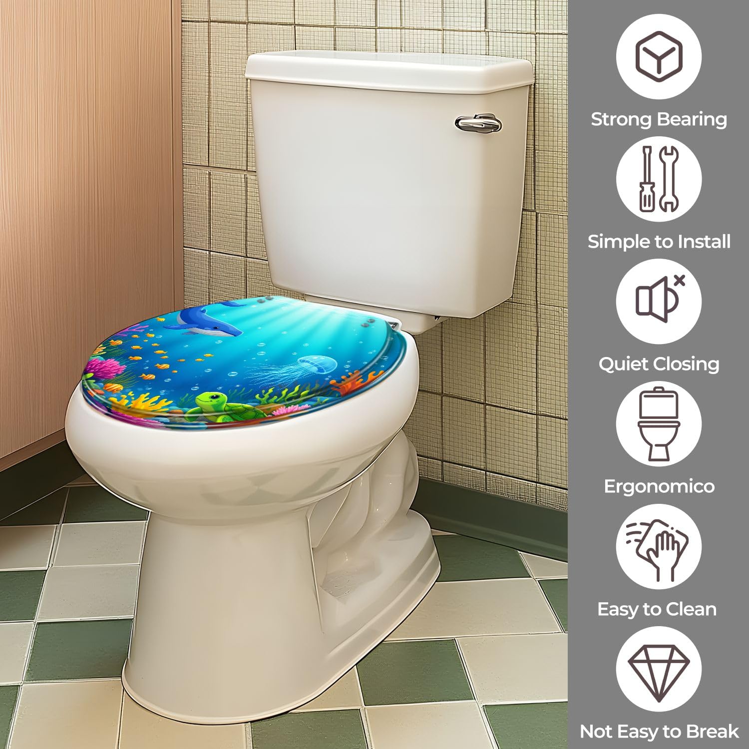 Asiento de inodoro redondo genérico Quiet Close para baño doméstico