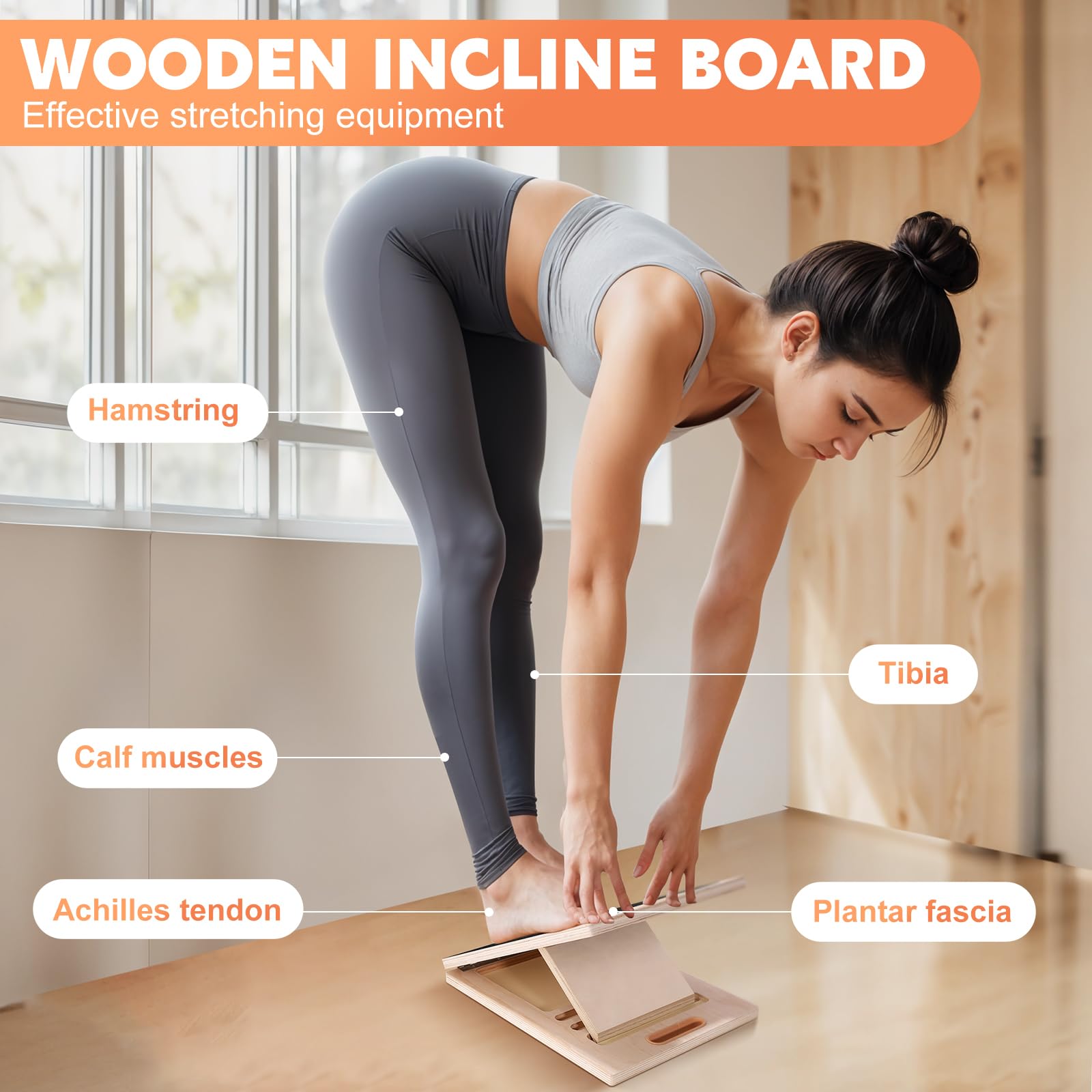 Planche Inclinée Pour Mollet Extensible - Inclinaison Des Jambes En Bois - Planche D'entraînement Antidérapante Et Inclinable - Équipement D'exercice Portable - Outil D'équilibre D'angle Réglable Pour