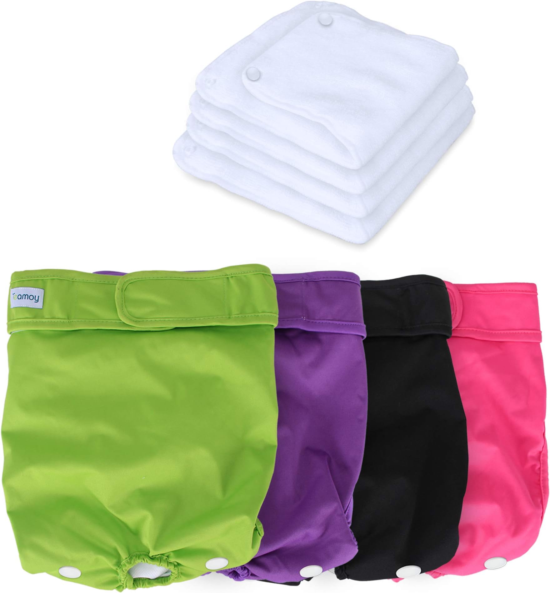Teamoy Reusable Female Dog Diapers with Inserts (Pack of 4), Doggie Diaper Liners Period Pants for Dogs in Heat & Incontinence, Super-Absorbent, XL