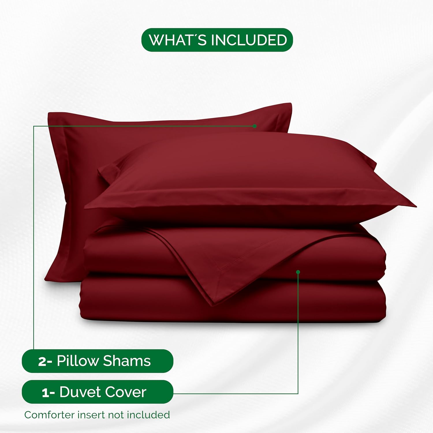 Elegant Comfort Luxury 2-Piece Duvet Cover Set - 1500 Premium Hotel Quality Microfiber Hotel Collection - Comforter Cover with Button Closure and 1 Pillow Sham, Twin/Twin XL, Burgundy