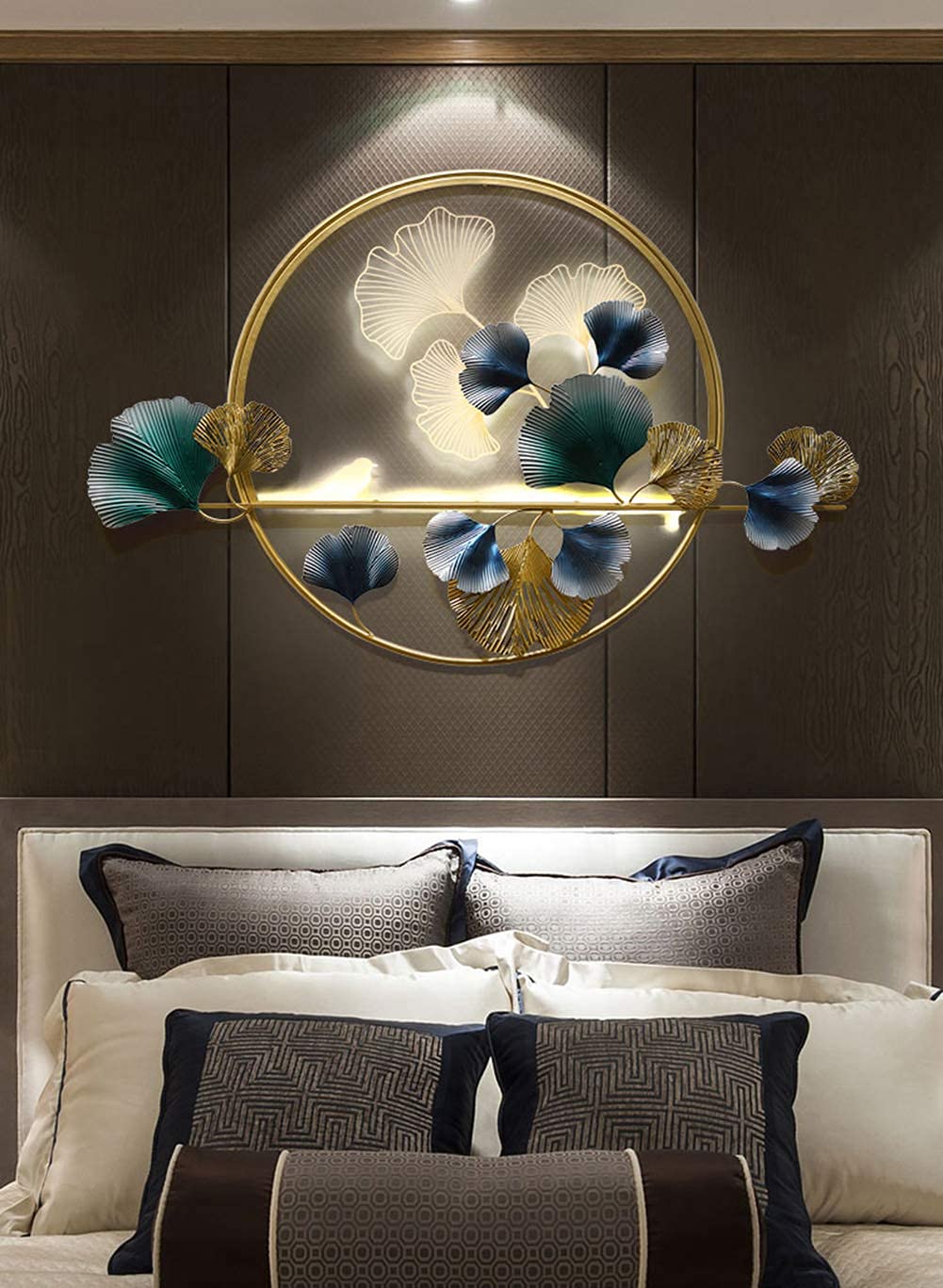 LIUSHI Décoration Murale en métal soudage Manuel Ginkgo biloba Sculpture Murale en Fer Empilage tridimensionnel Art Mural en métal Convient pour la tenture Murale de l'hôtel de la Chambre du Salon