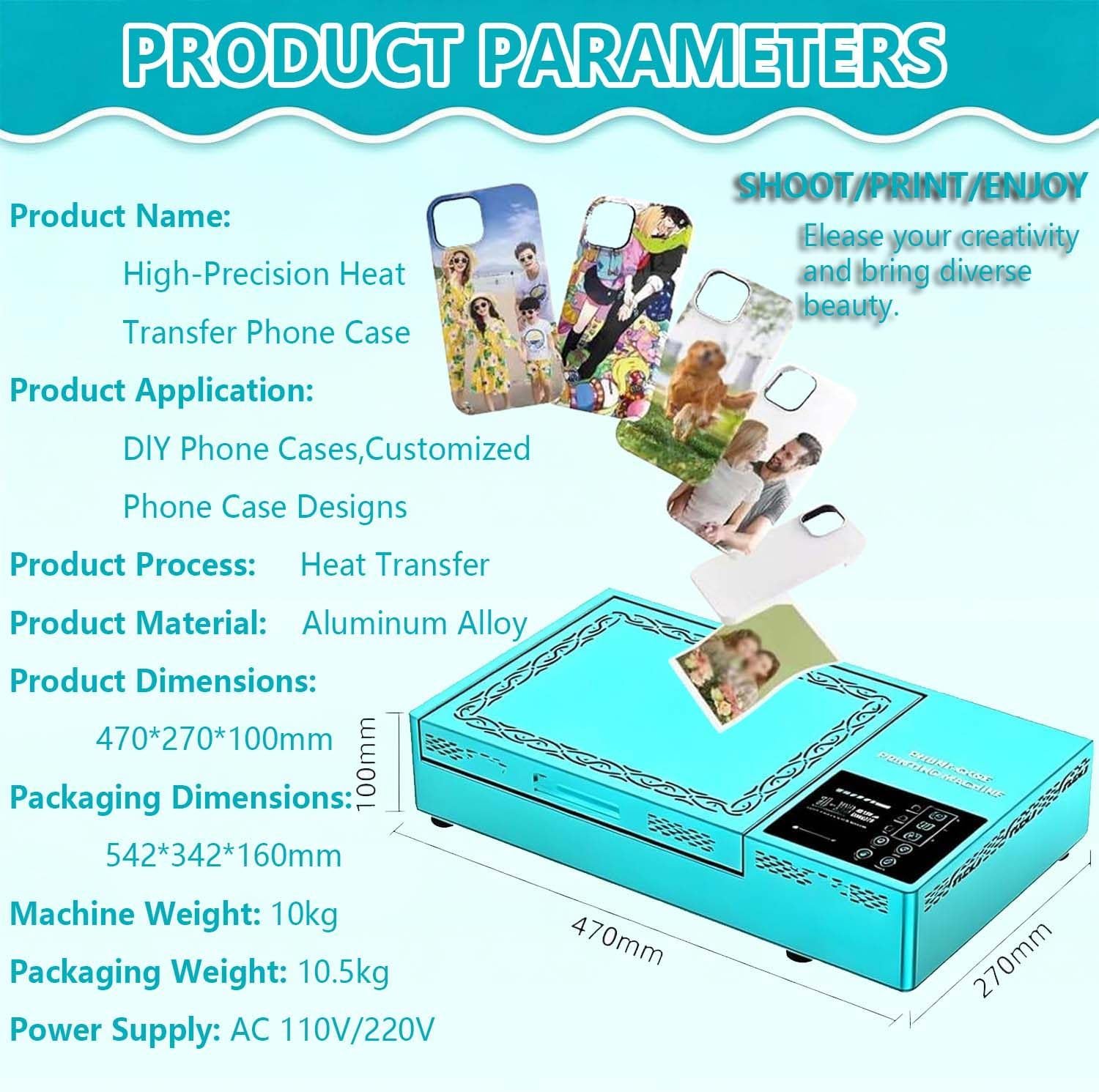 3D Sublimation Vacuum Heat Press Machine Kit All-in-One Phone Case Printer Mobile Phone Cases Heat Transfer 180°C Fast Heat for DIY Custom Phone Cover Making