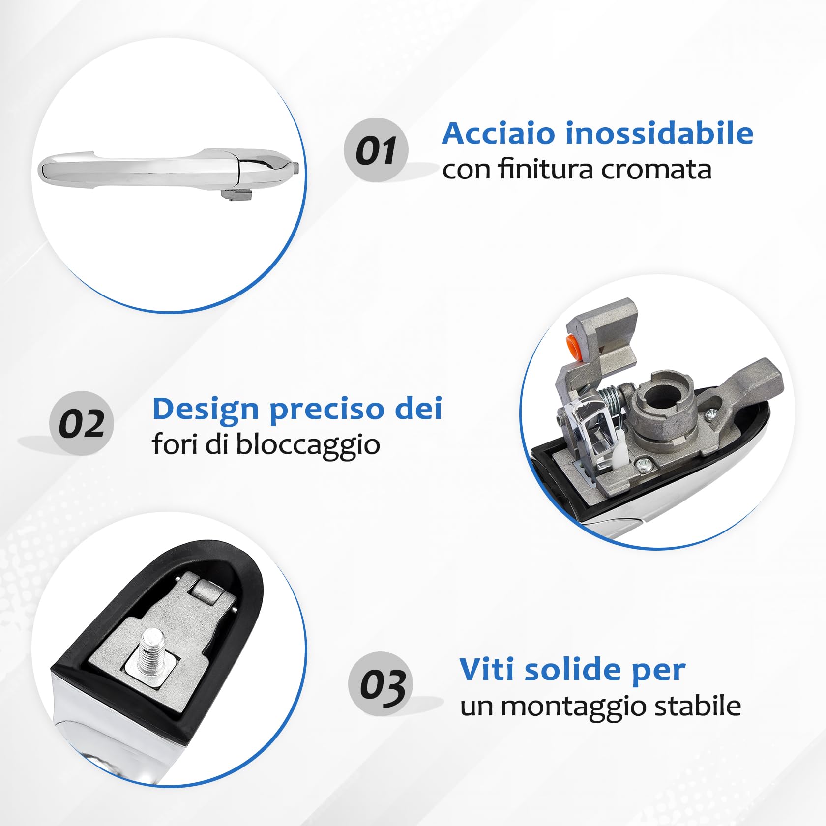 Maniglia Porta Esterna Auto, Maniglia Lato Passeggero Compatibile con F-iat 500, Battitacco Compatibile con A-barth 500, Maniglia Porta Destra 735485876 735451696