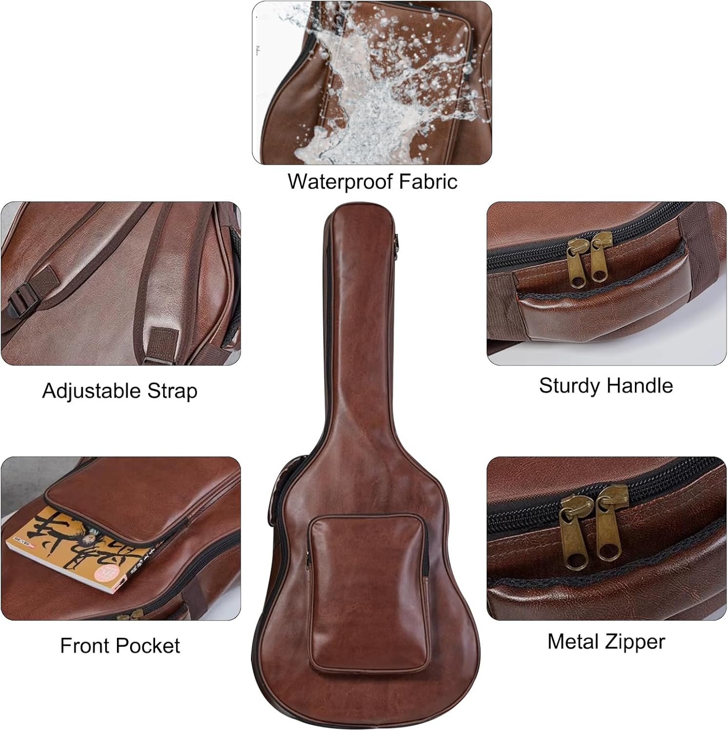 41 Inch Acoustic Guitar Bag,Water-Resistant Lightweight Acoustic Guitar Case 0.5 In Extra Thick Sponge Padded for Acoustic Classical Guitar Large Front Pocket & Ergonomic Straps
