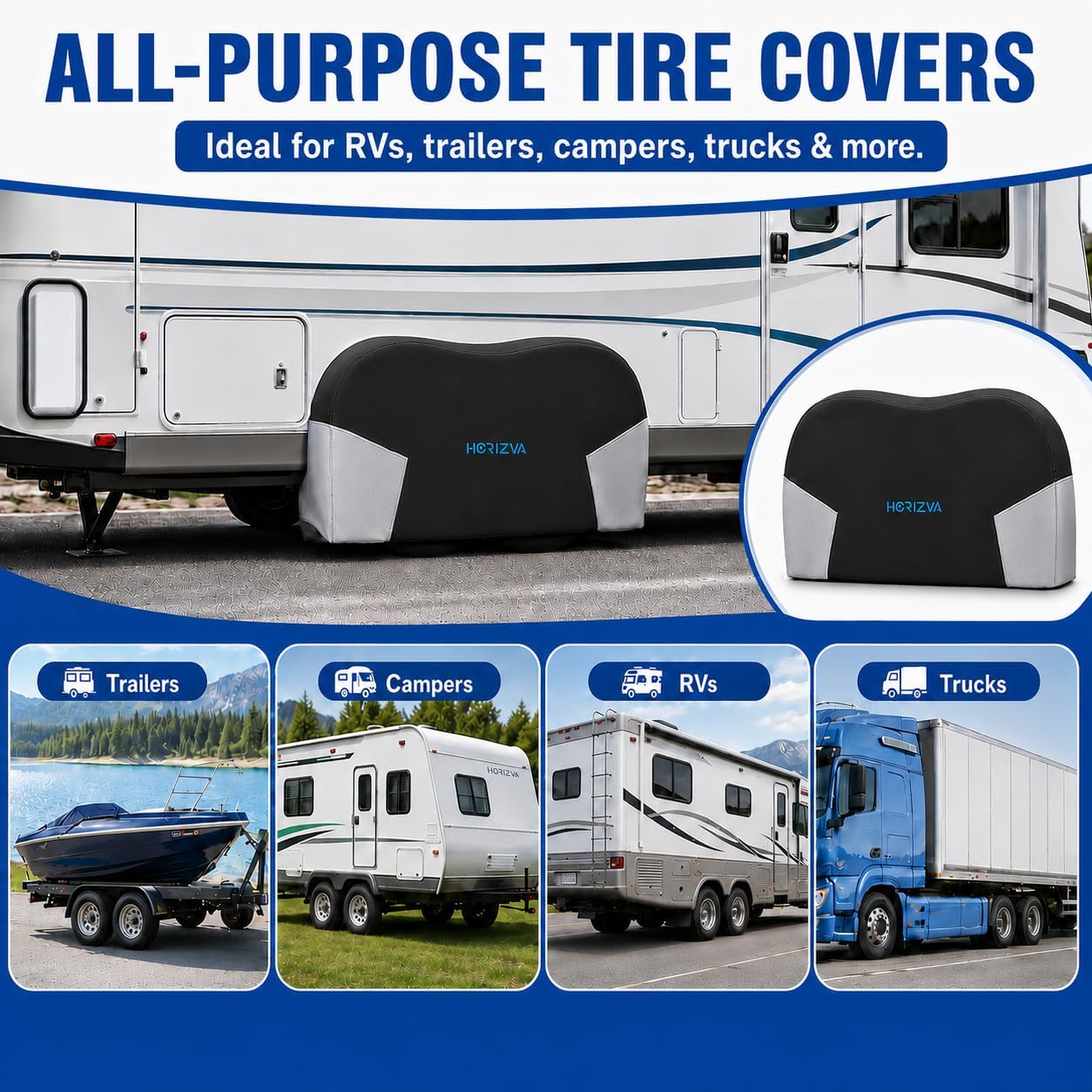 RV Tire Covers 2 Pack,Dual Axle Wheel Cover, Fit 30"-33" Tires