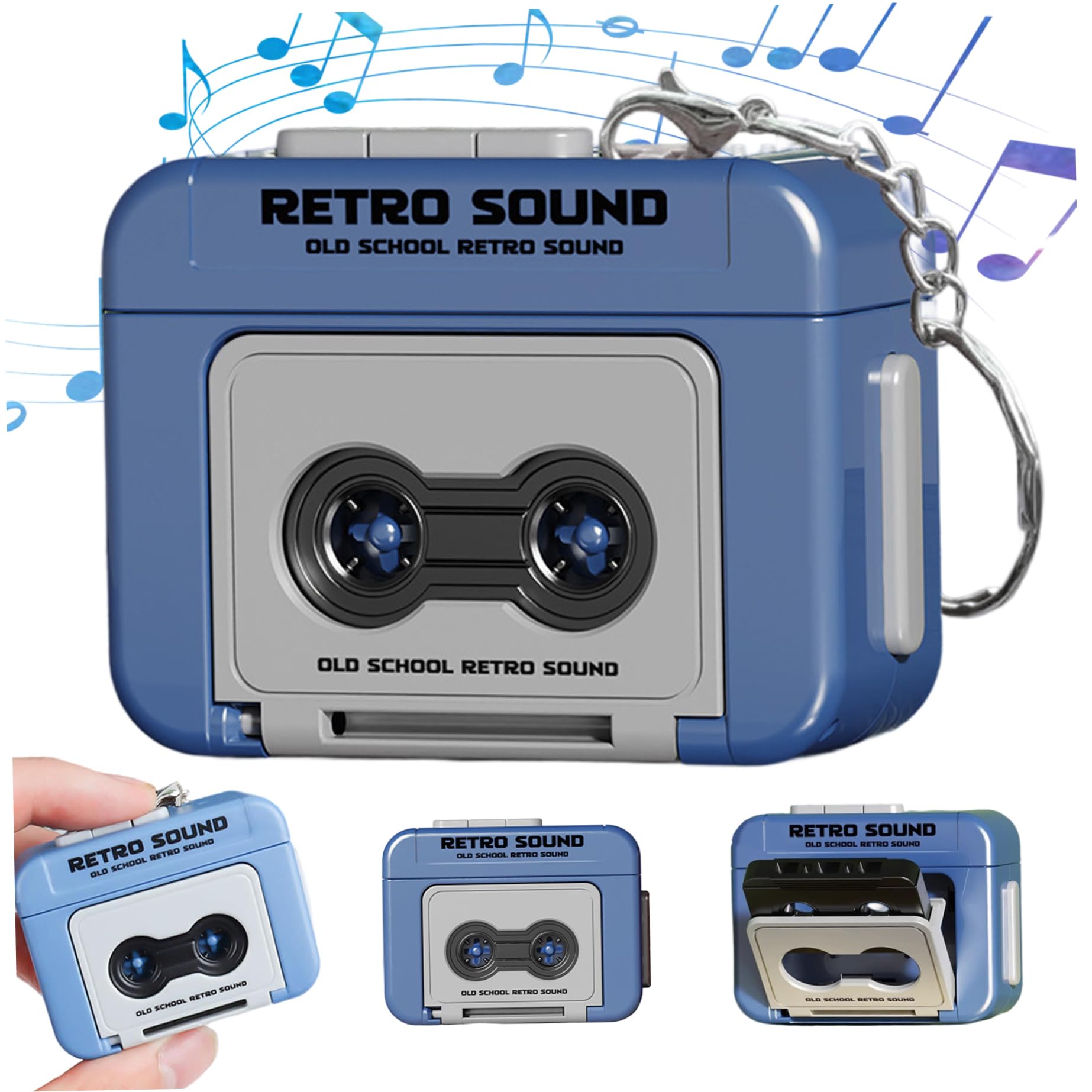 Mini Cape de grabadores de grabadora Retro Retro Mini Cassette Releta de Reproductor de Cinta con Reproductor de microcasetes de música para Mochilas, Bolsos, Regalos