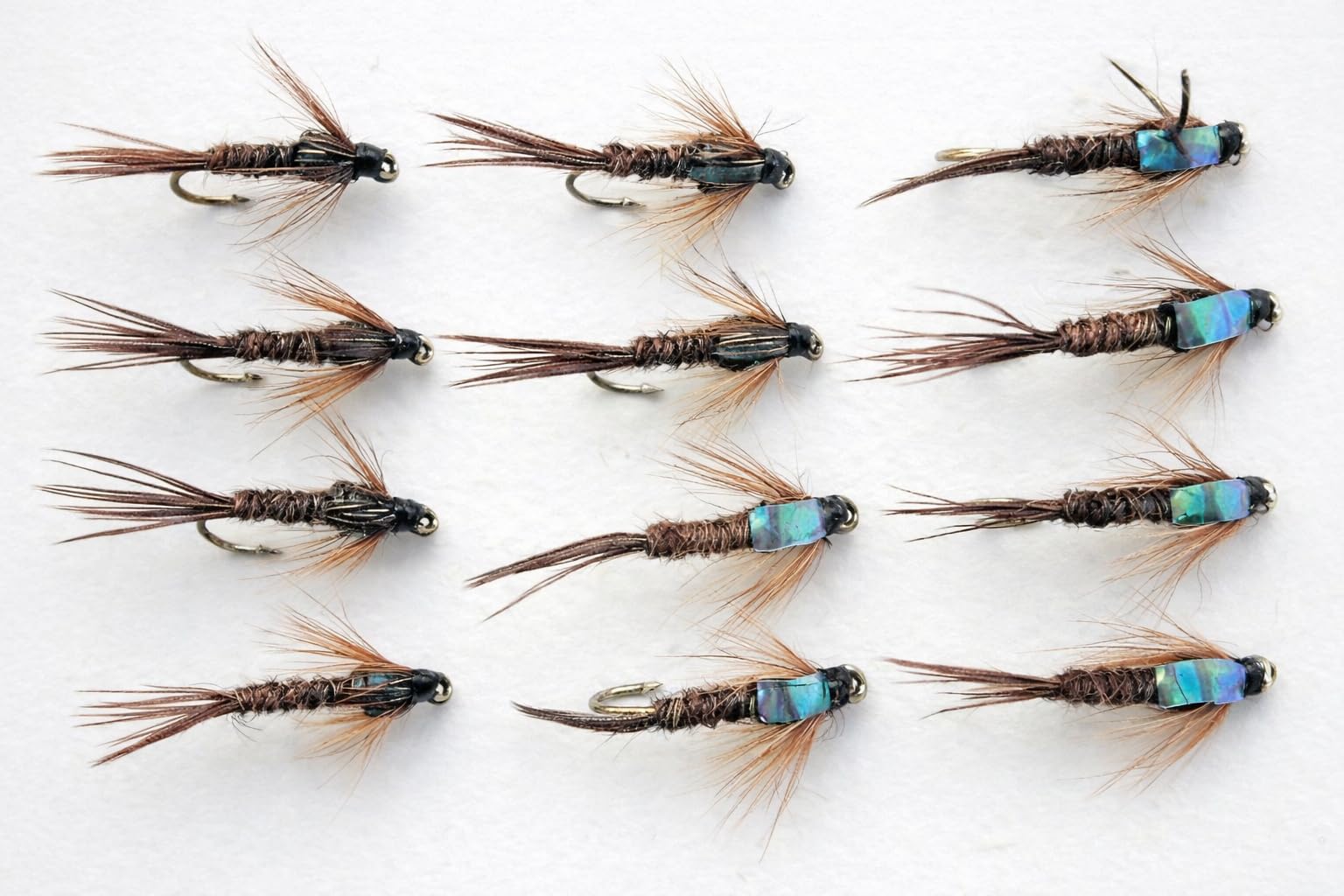 12 Pack Pheasant Tail Nymph, Flash & Standard, Choice of Sizes, fly fishing (12, 12)
