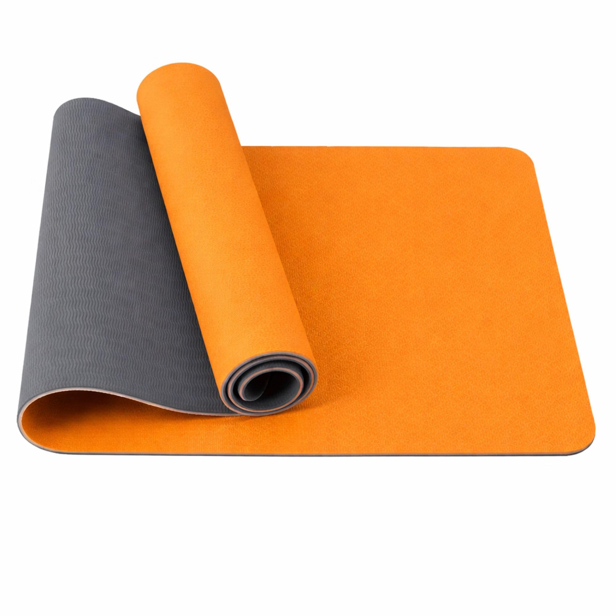 VOCO Dual Color TPE Yoga Mat for Women and Men 6mm Anti Slip Exercise Mat for Gym Workout Home Gym and Yoga Practice - Orange-picture-10