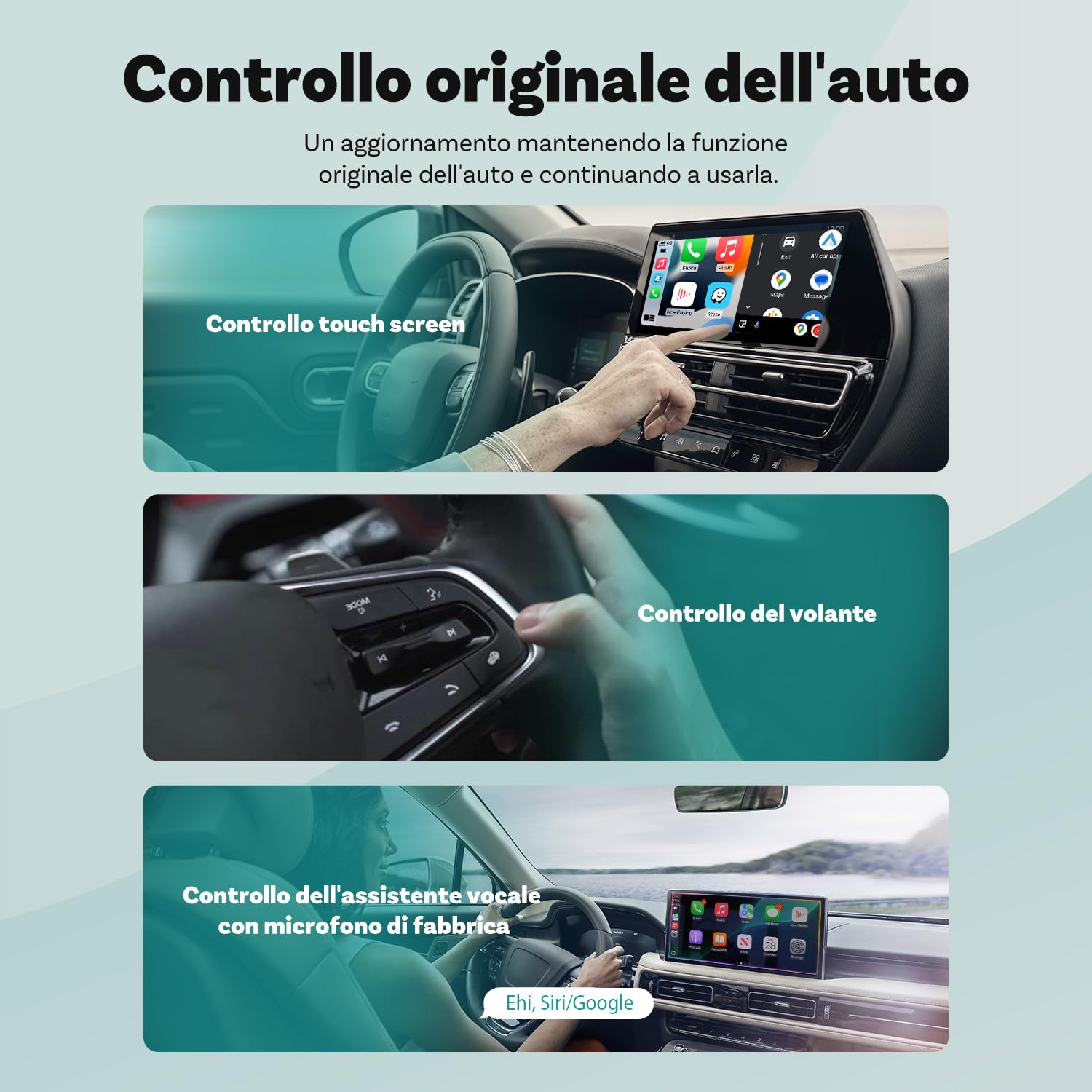 OTTOCAST Mini, Adattatore Wireless Android Auto e Carplay Plug & Play WiFi 5,8 GHz Converti Dongle Carplay Cablato in Wireless, Compatibile con auto del 2016 e successive con AA cablato e Carplay