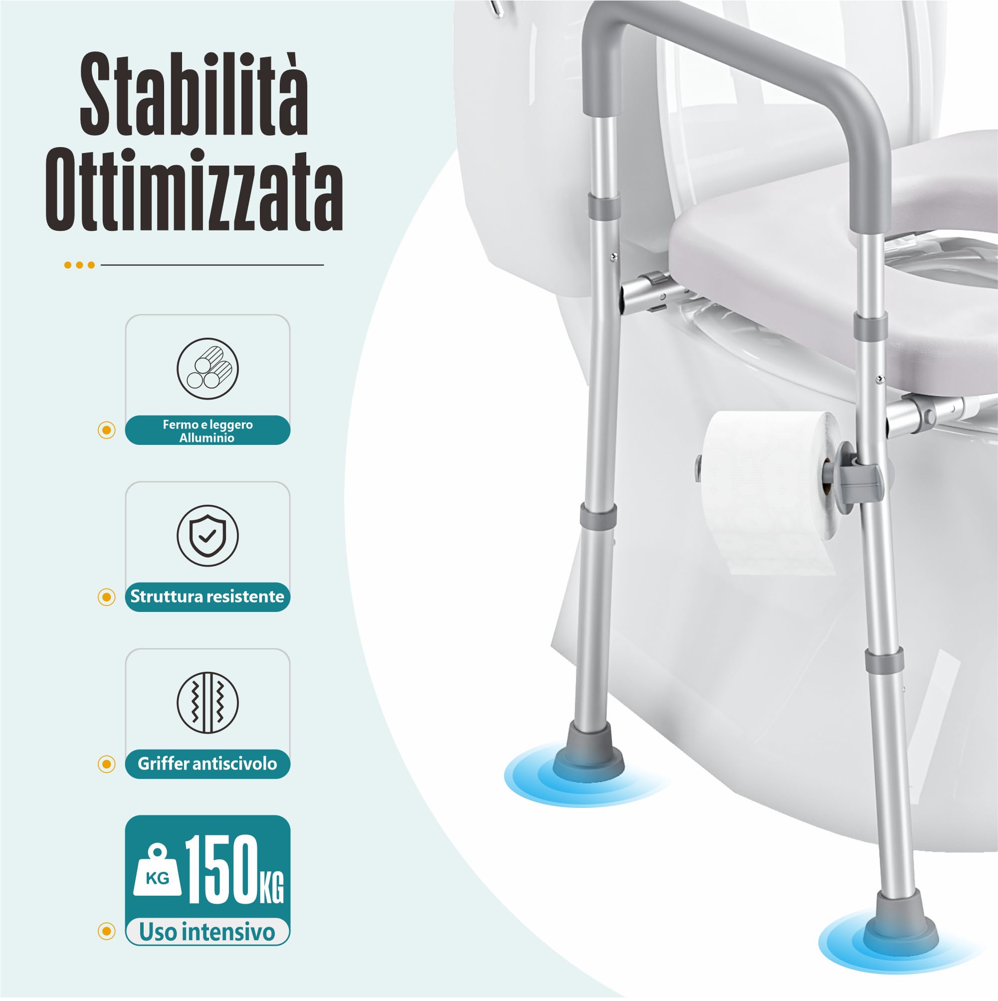 Rialzo per WC Anziani LITTNEO con Maniglie - Altezza e Larghezza Regolabili - Elevatore per Water con Pedana per Anziani, Donne in Gravidanza e Persone con Disabilità