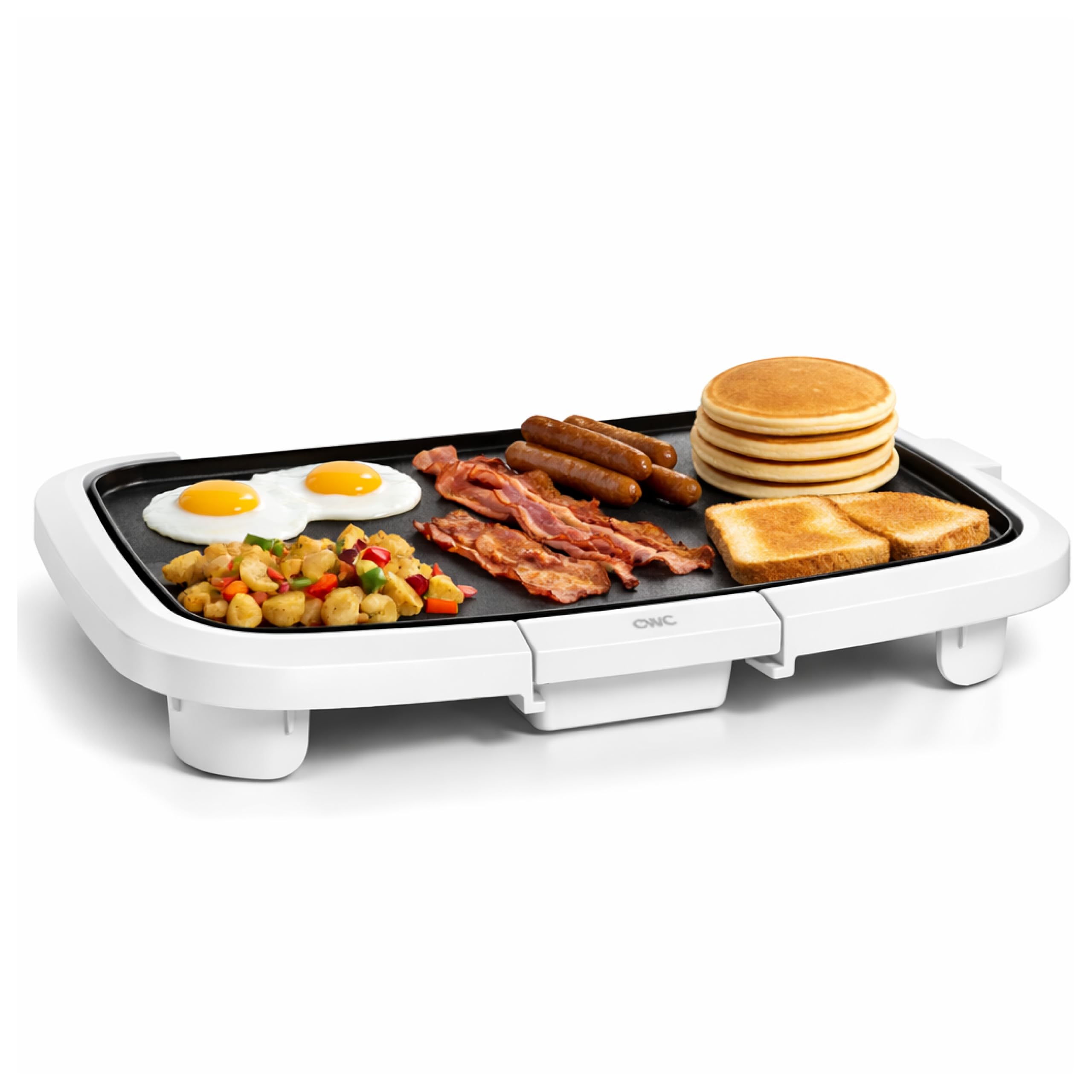 COOK WITH COLOR Electric Griddle 1200W, Nonstick Surface for Pancakes, Burgers, Eggs & More, Removable Temperature Control, Slide-Out Drip Tray, 10" x