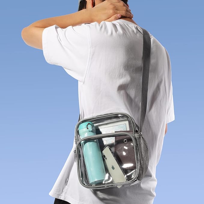 TINYAT Borsa A Tracolla Trasparente Impermeabile Per Donna - Piccola Borsa In PVC Con Fiori E Farfalle Per Concerti, Stadi E Festival - 2