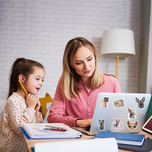Miniatura 4 de 110 calcomanías de vinilo impermeables de dibujos animados de gato sin pelo de esfinge para niños, niñas, niños, adolescentes y adultos para