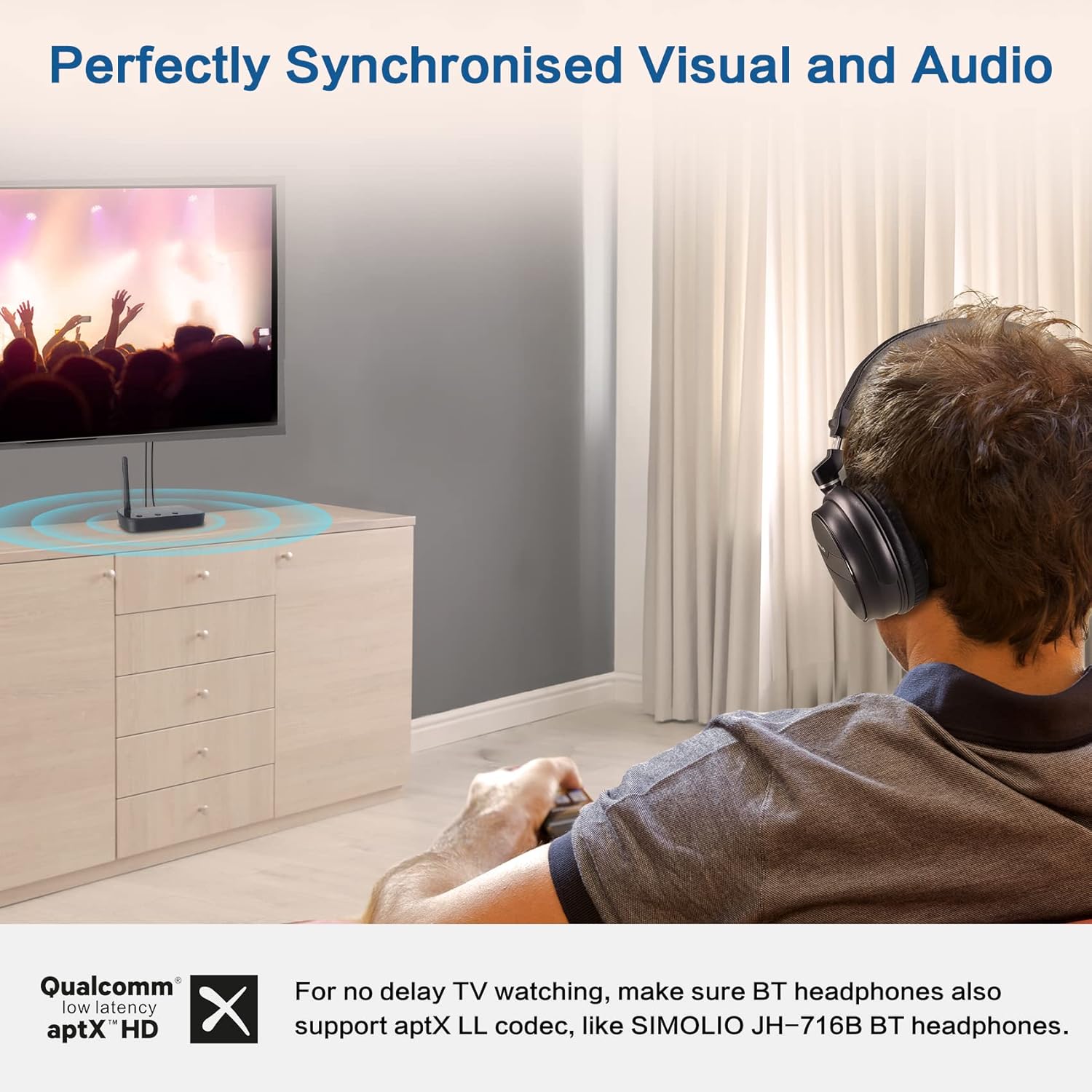 SIMOLIO HiFi Bluetooth Receiver for Home Stereo/Wired Speakers/Amplifier, Bluetooth 5.0 Transmitter for TV, aptX Low Latency & aptX HD Wireless Audio Adapter for BT Headphones/Speakers