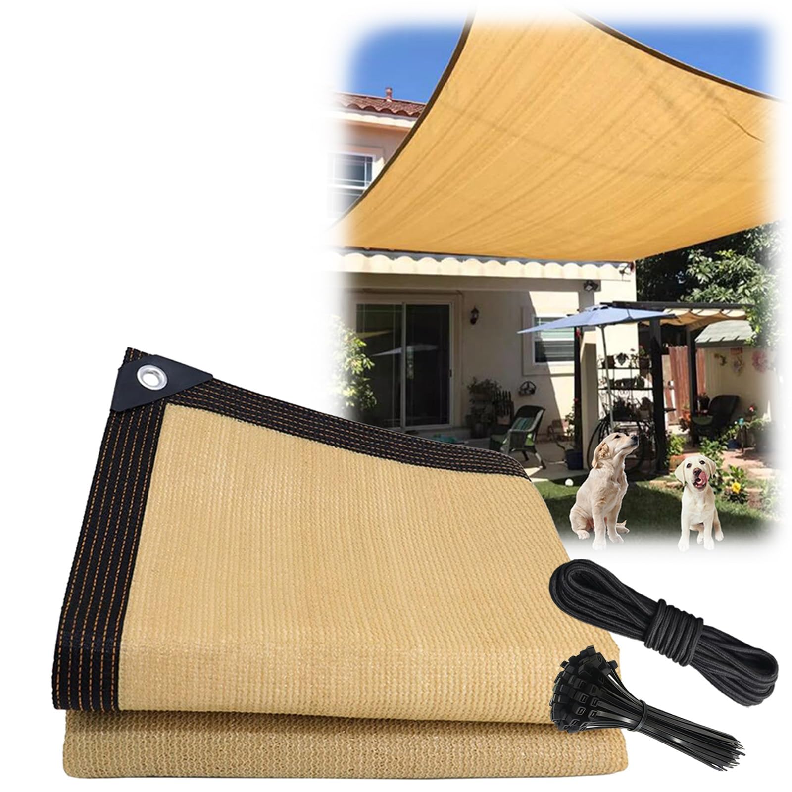 Pink Palm 80% Garden Sun Shade Cloth with Reinforced Grommets, Block Cover for Outdoor Plants Patio Pergola Deck and Backyard, Mesh Tarp Fabric Wheat(3.3X6.6FT)