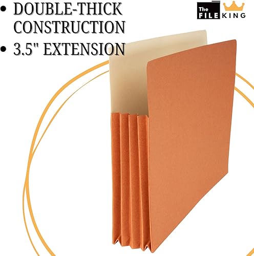 Miniatura 17 de The File King Carpeta de archivo de acordeón expandible, tamaño carta, caja de 10 cuerdas rojas, expansión de 3.5 pulgadas, almacena y organiza Caja