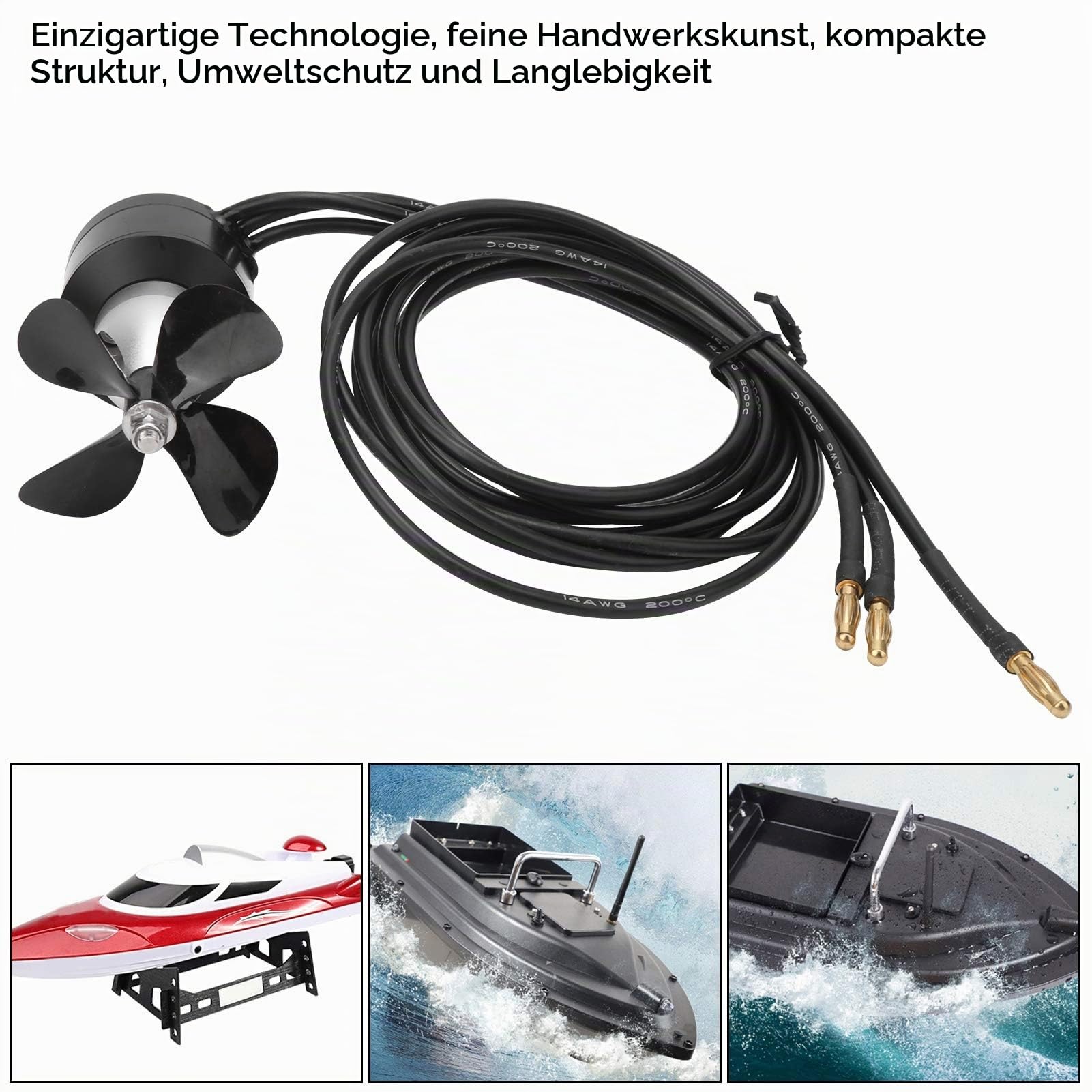 Dilwe RC Boat Motor Set, mit Propeller, Professional Unterwasserstrahlruder, 350KV, 24V, 30 m unter Wasser, Wasserdichter, für alle RC Boat, wie RC-Fischerboot usw.(CW)