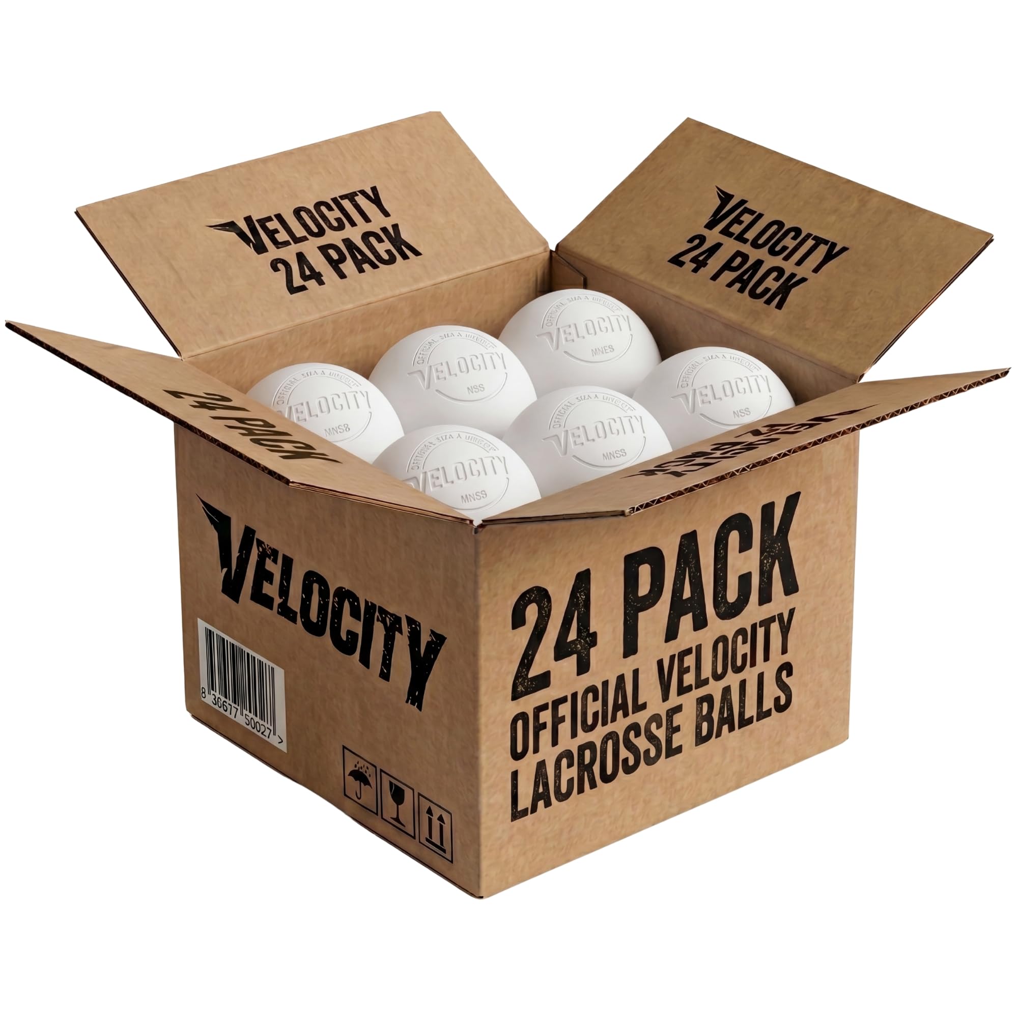Velocity Piłki do lacrosse - Official NFHS, SEI, and College Approved Size - Meets NOCSAE Standard - Approved Competition Colors - białe, 24 szt