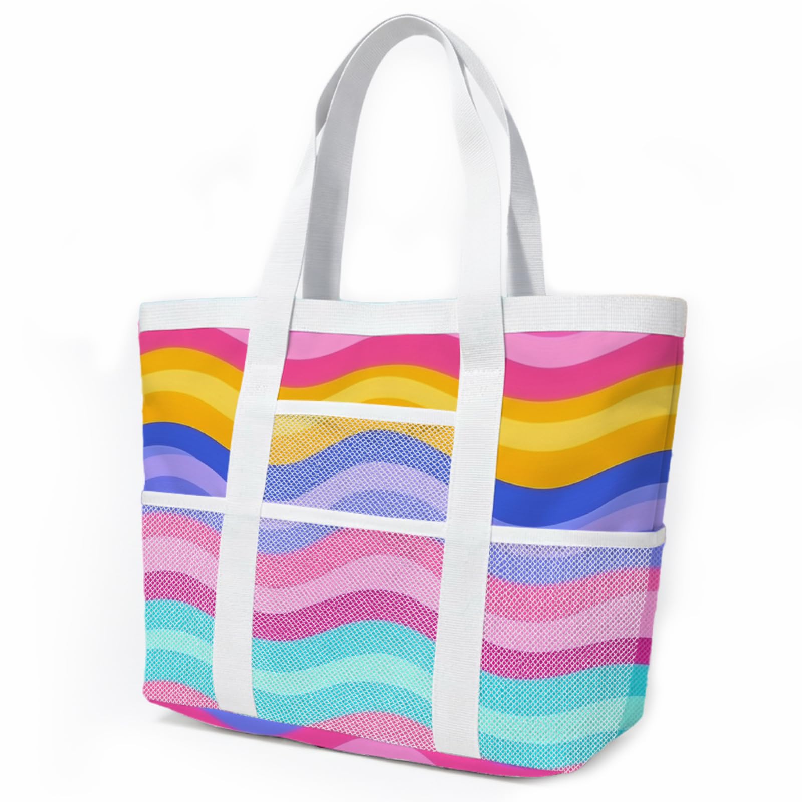 Borsa Mare Grande Borsa Mare Donna Resistente Beach Tote Bag Spiaggia Con Zip Shopping Bag Donna Borse Mare Pieghevole Leggera Borsone Piscina Viaggio