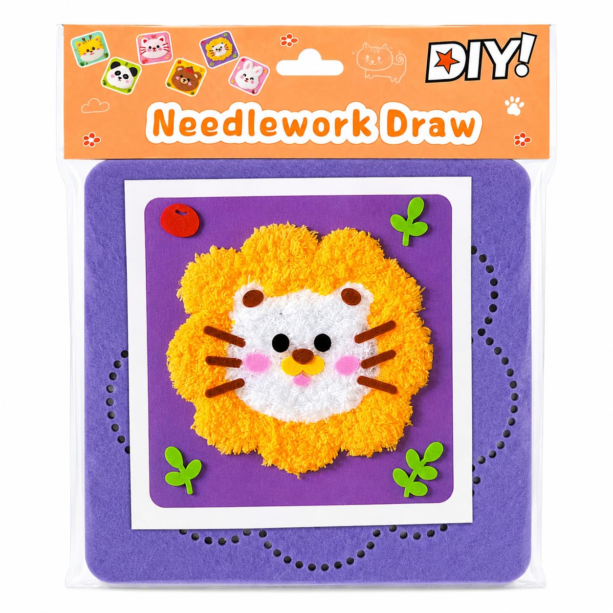 DIY Handmade Needle Art Kit for Kids - Lion(1pc) | Handmade Craft Activity, For Kids, DIY Kit, Needle Art, Lion Design-image-14