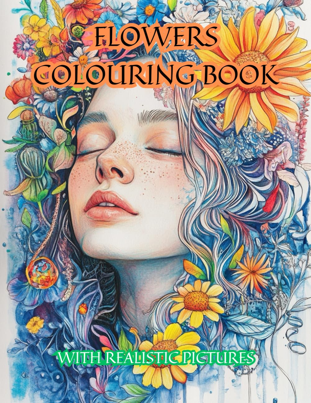 Flower Colouring Book for Adults with Realistic Pictures Stress Relief 80 pages