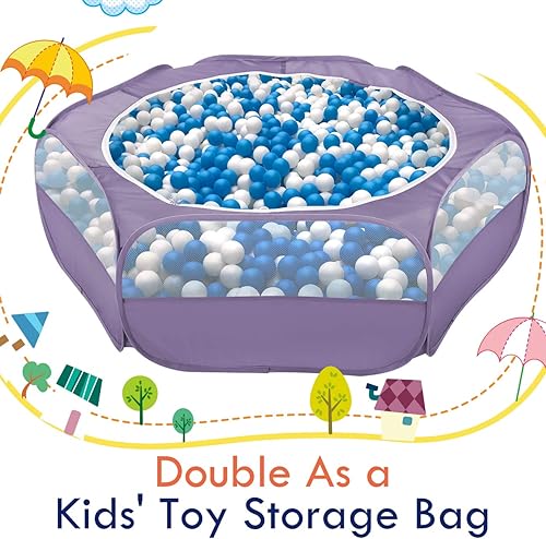 Miniatura 8 de Pawaboo Small Animals Playpen, Waterproof Small Pet Cage Tent with Zippered Cover, Portable Outdoor Yard Fence with 3 Metal Rod for Purple