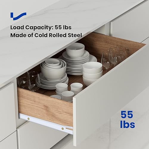 Miniatura 2 de LONTAN Kit de rieles y rieles de 14 pulgadas de cierre suave para cajones de montaje inferior, 1 par de rieles y rieles de repuesto de estilo